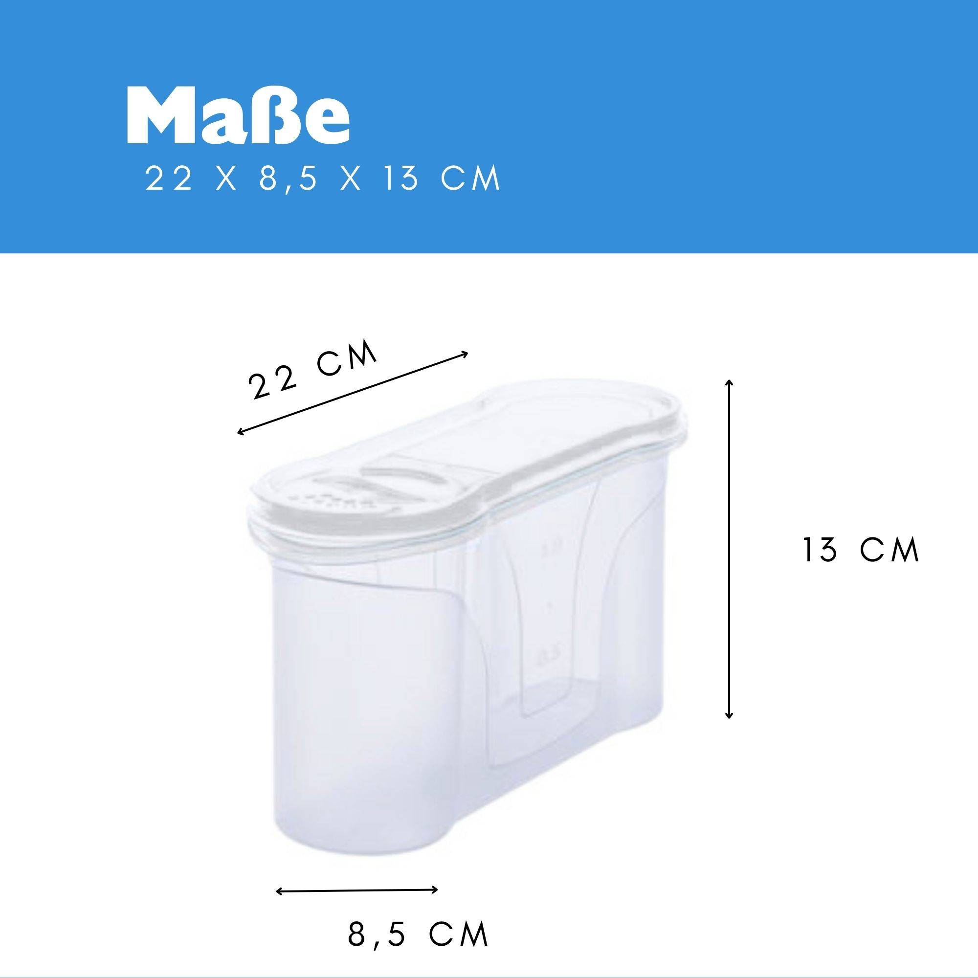 Novaliv Schüttdosen 2er SET Vorratsdose zum Streuen 1,3 Liter - Maße (LxBxH): 22 x 13 x 8,5 cm - Dose mit Deckel 1l für Müsli Mehl Zucker Dosen K