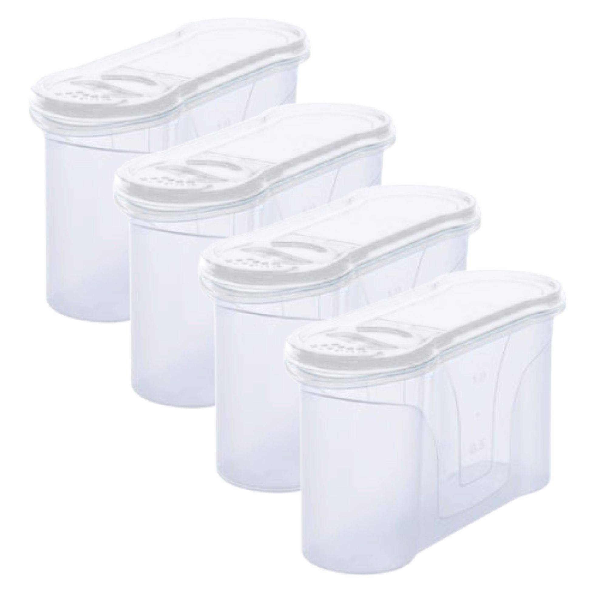 Novaliv Schüttdosen 4 STÜCK Vorratsdose zum Streuen 1,3 Liter - Maße (LxBxH): 22 x 13 x 8,5 cm - Dose mit Deckel 1l für Müsli Mehl Zucker Dosen K