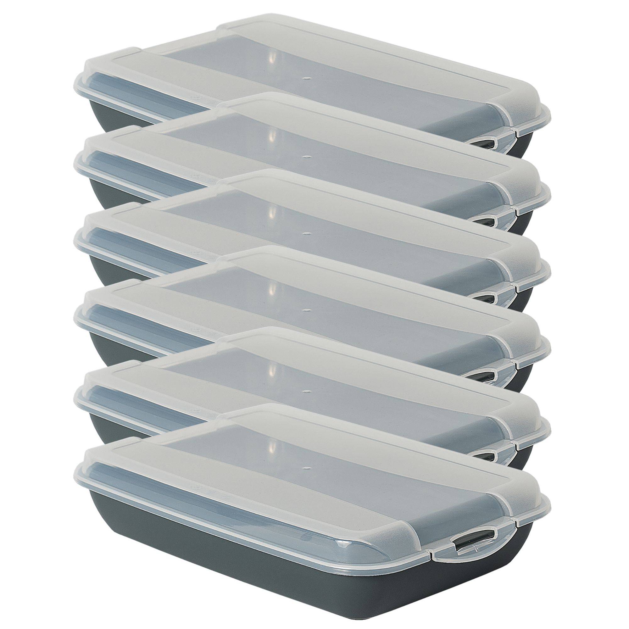 Novaliv 6er-Set Anthrazit Premium Aufschnittbox mit Transparentem Deckel, Frischhaltedosen für Wurst & Käse Maße 25x17x5 cm Kühlschrank Organizer