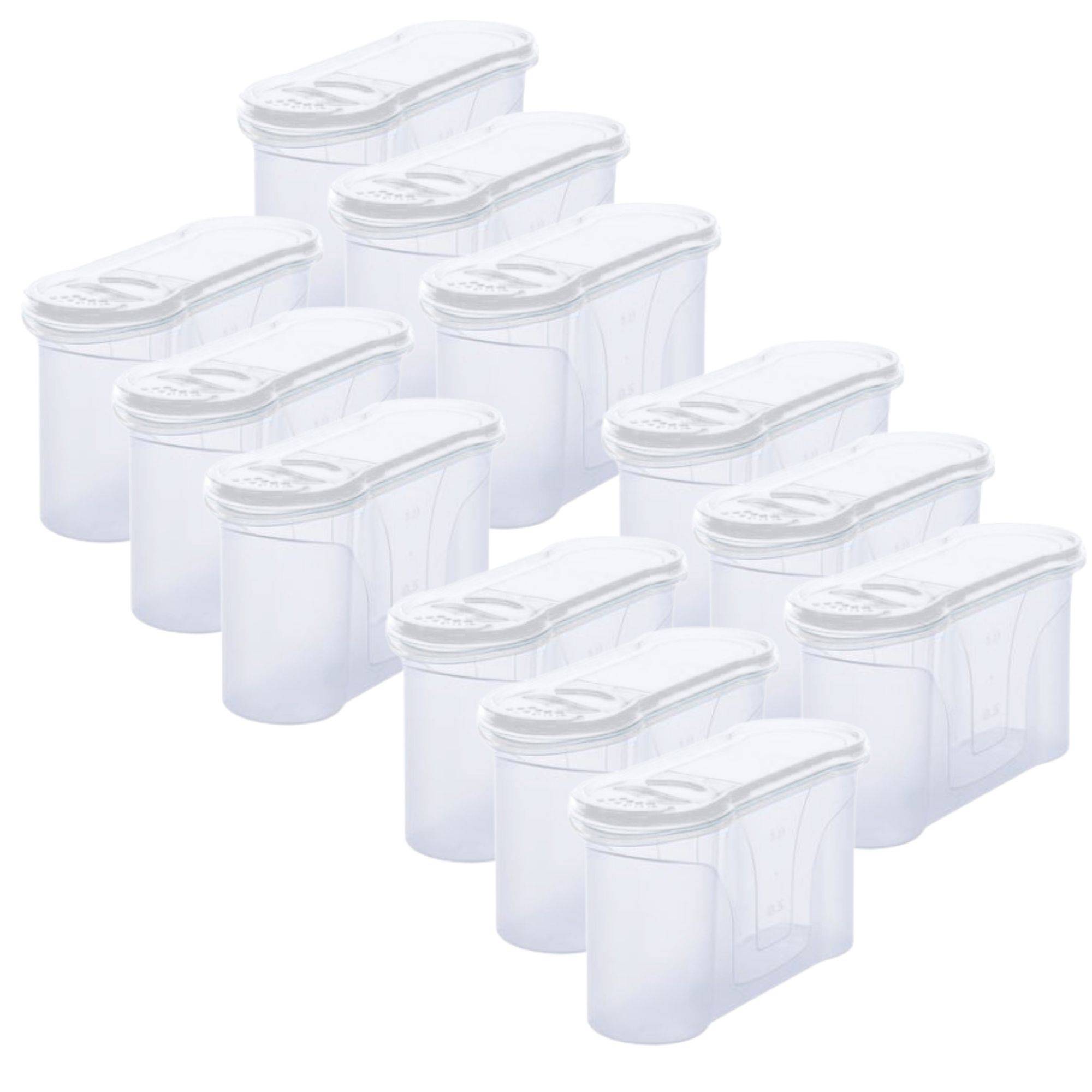 Novaliv Schüttdosen 12er SET Vorratsdose zum Streuen 1,3 Liter - Maße (LxBxH): 22 x 13 x 8,5 cm - Dose mit Deckel 1l für Müsli Mehl Zucker Dosen