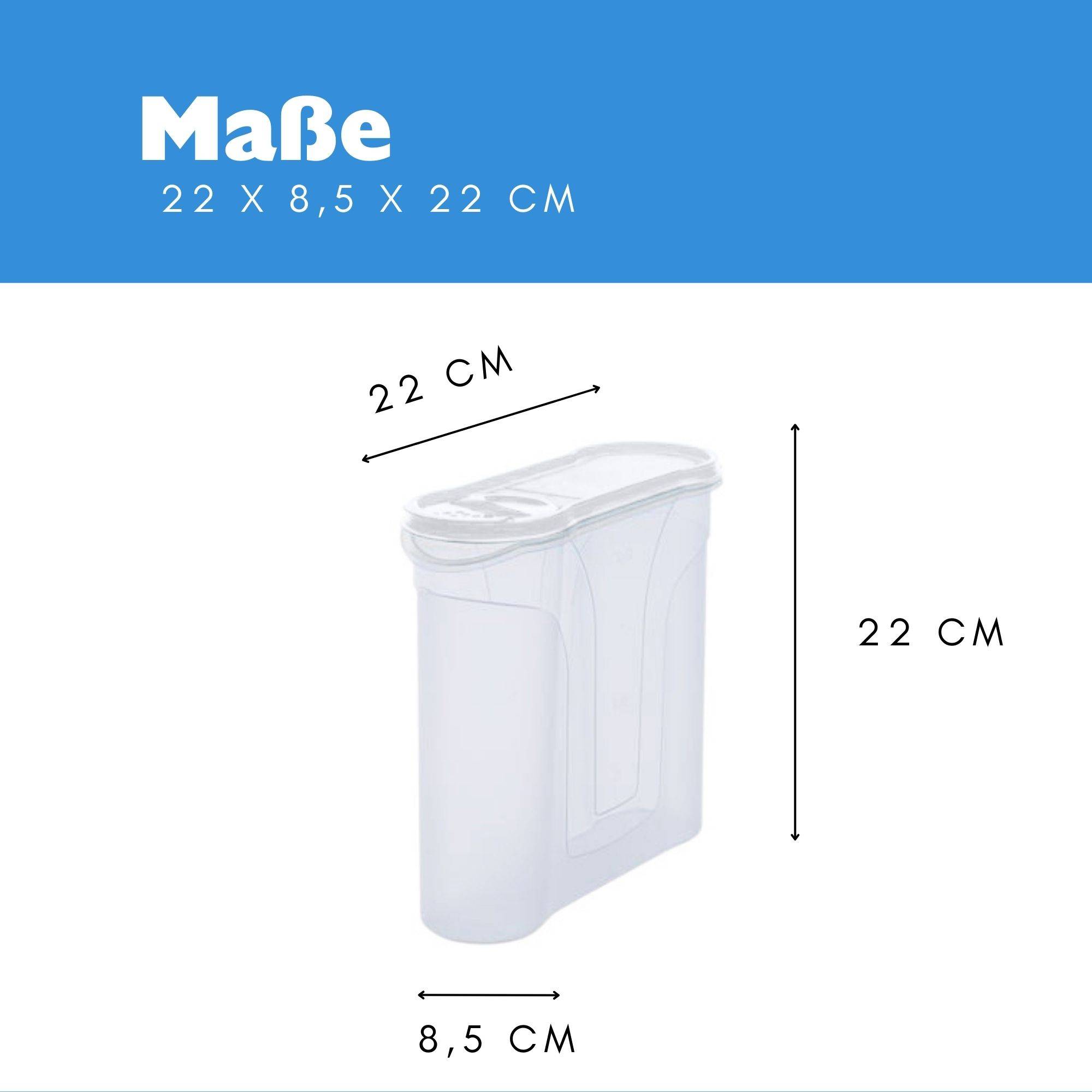 Novaliv Schüttdosen 6er SET Vorratsdose zum Streuen 2,4 Liter - Maße (LxBxH): 22 x 21 x 8,5 cm - Dose mit Deckel 2l für Müsli Mehl Zucker Dosen K