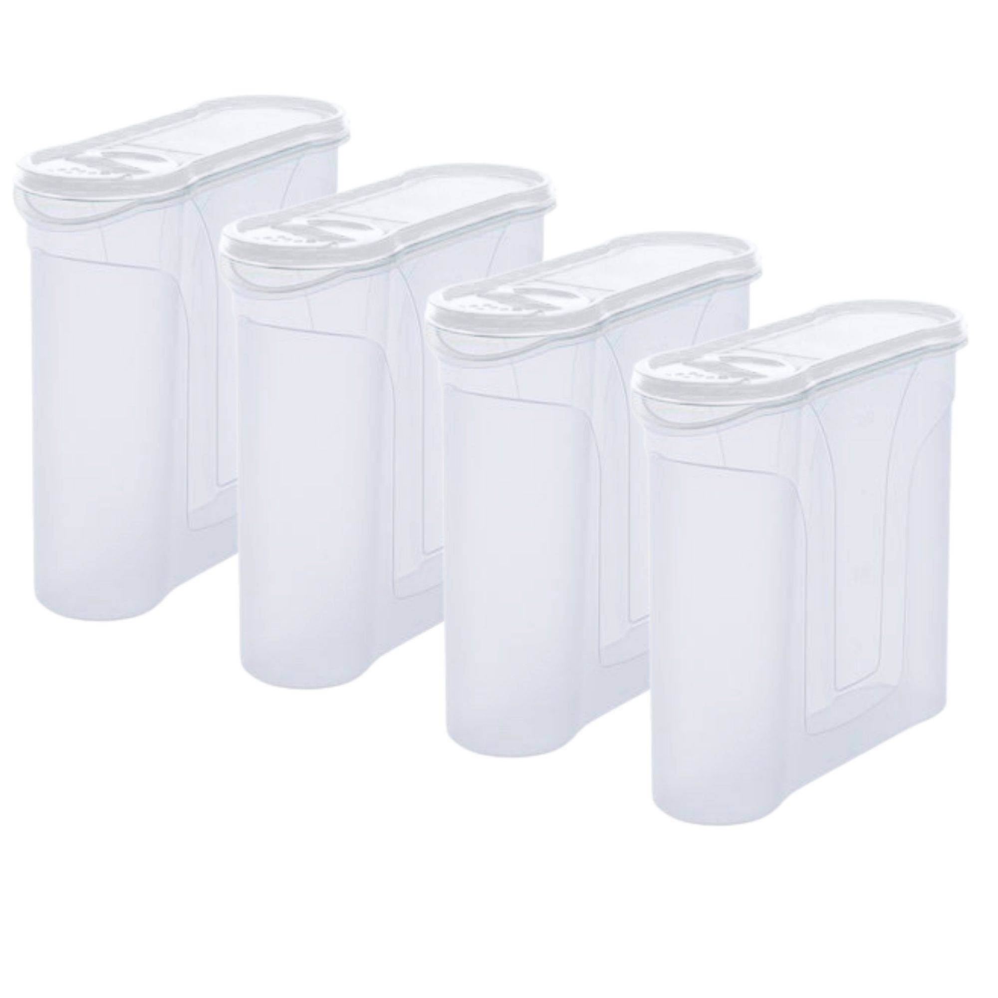 Novaliv Schüttdosen 4 STÜCK Vorratsdose zum Streuen 2,4 Liter - Maße (LxBxH): 22 x 21 x 8,5 cm - Dose mit Deckel 2l für Müsli Mehl Zucker Dosen K