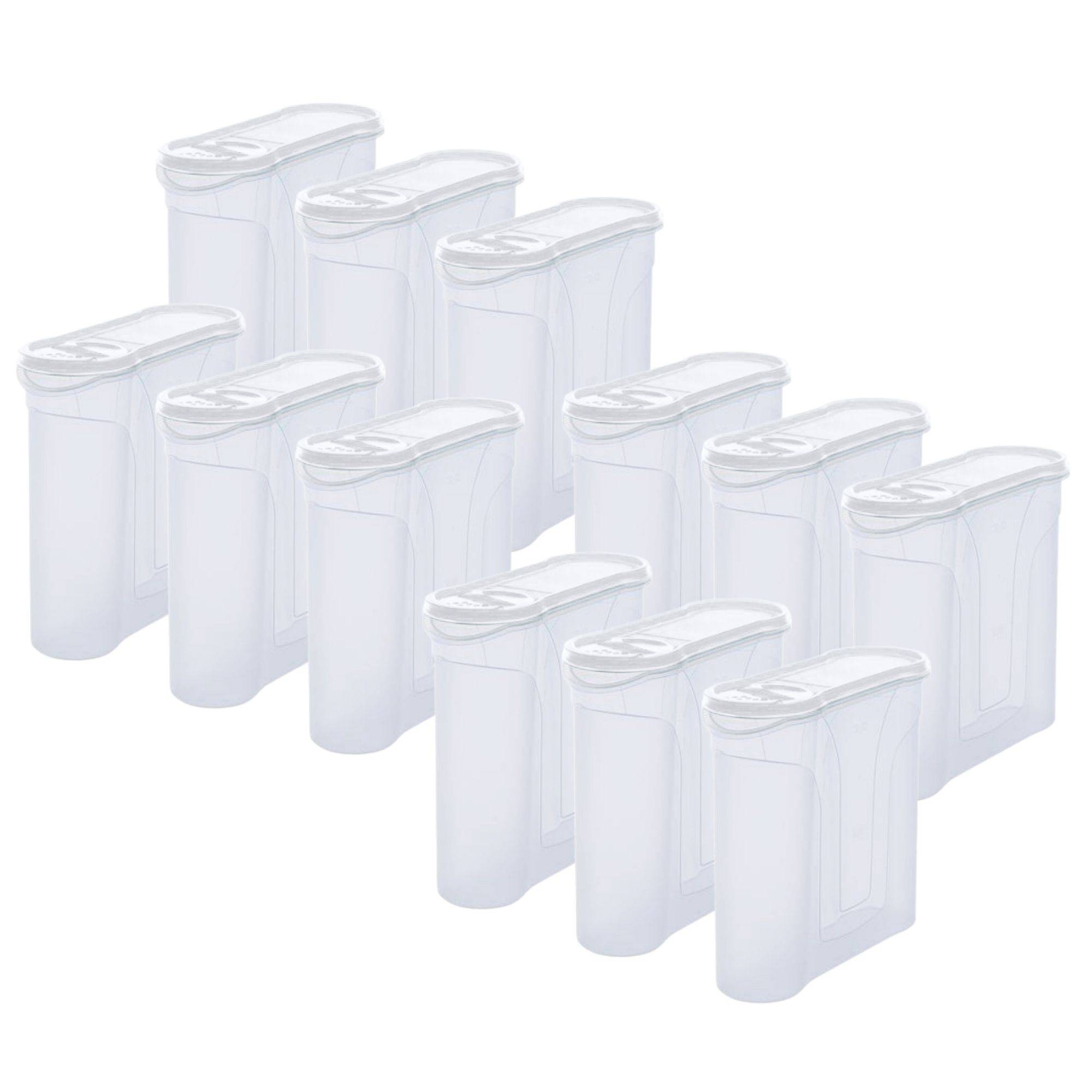 Novaliv Schüttdosen 12er SET Vorratsdose zum Streuen 2,4 Liter - Maße (LxBxH): 22 x 21 x 8,5 cm - Dose mit Deckel 2l für Müsli Mehl Zucker Dosen