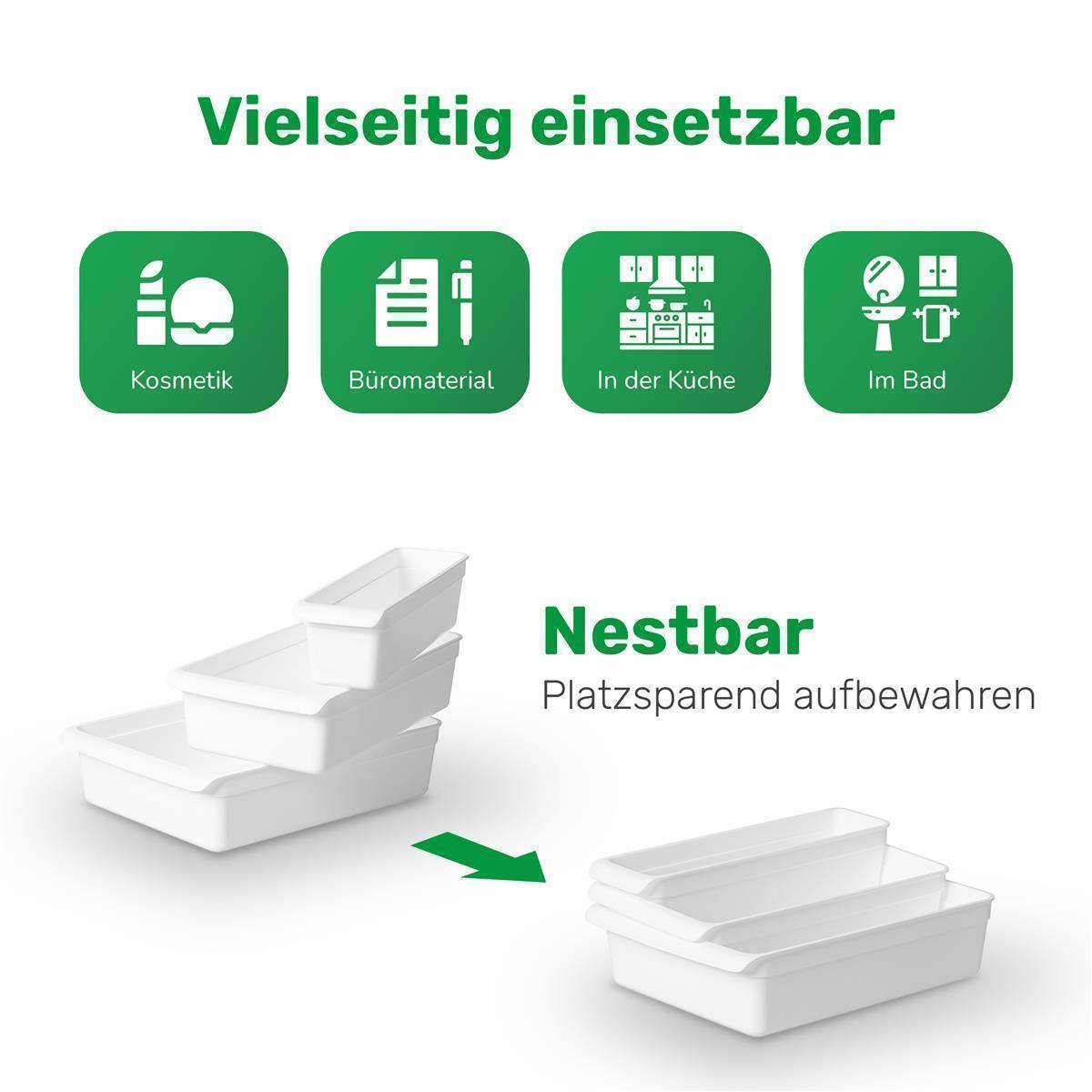 Novaliv 12x Kühlschrank Organizer 30,5 x 7,5 x 16 cm BPA-frei Ordnung Made in Germany Kühlschrankorganizer Lebensmittelecht Aufbewahrung für Küche