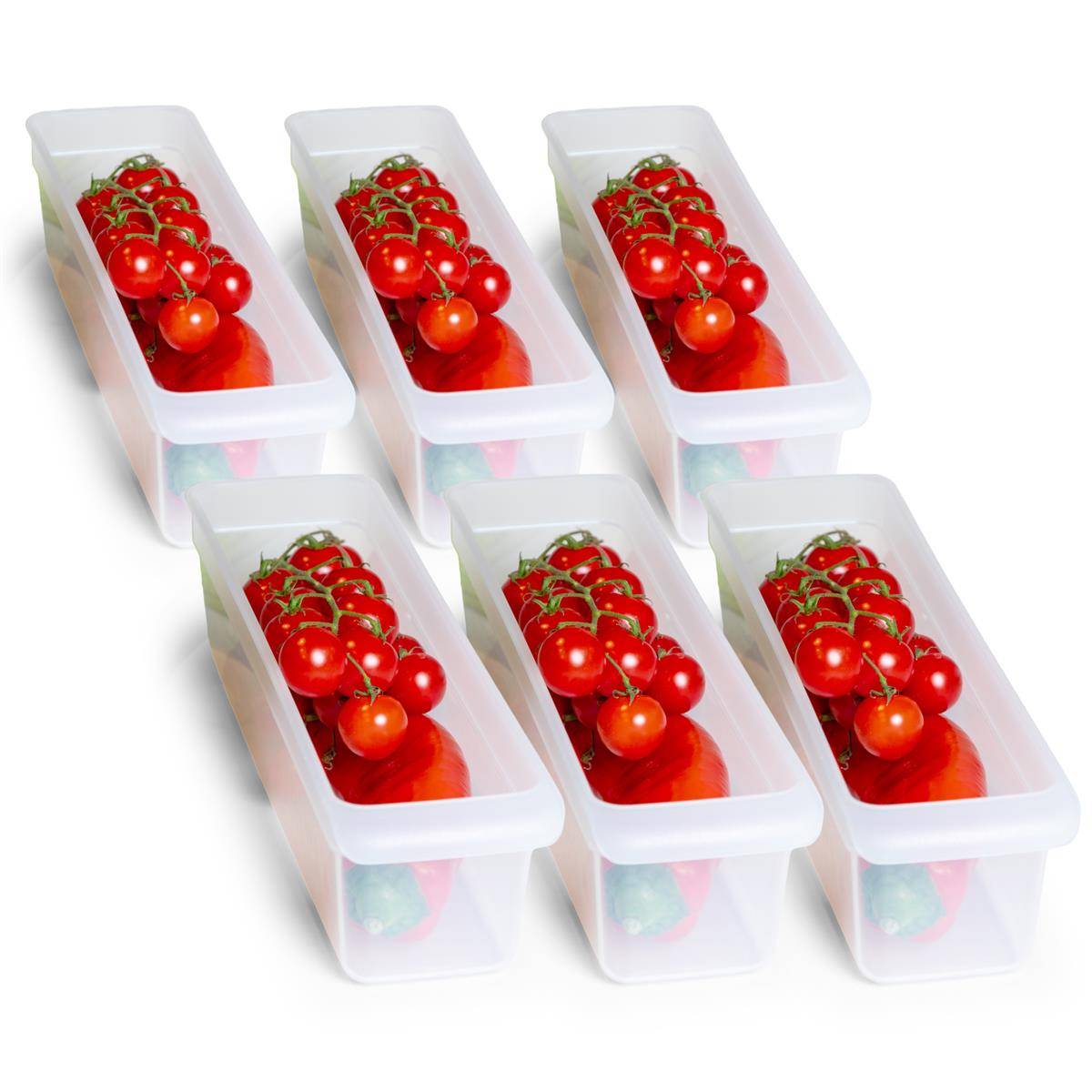 Novaliv 6x Kühlschrank Organizer 30,5 x 7,5 x 8 cm BPA-frei Ordnung Made in Germany Lebensmittelecht Kühlschrank Organizer Gemüse Spühlmaschinenfe