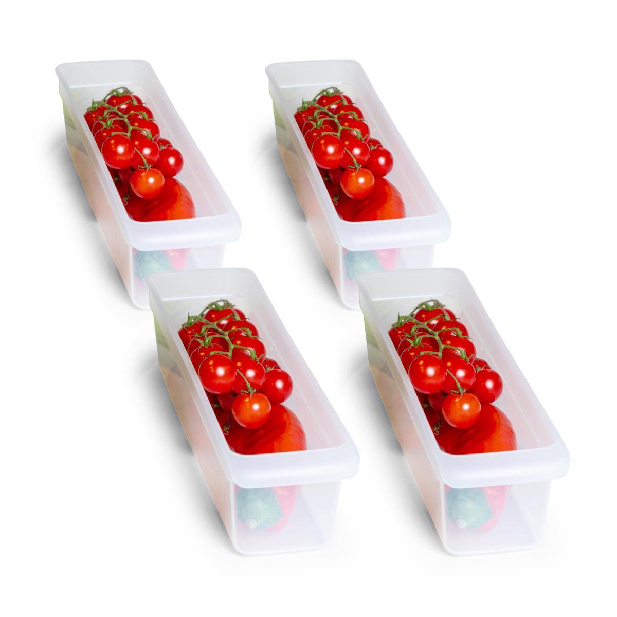 Novaliv 4x Kühlschrank Organizer 30,5 x 7,5 x 8 cm BPA-frei Ordnung Made in Germany Ordnungsboxen Kühlschrank Lebensmittelecht Aufbewahrung Haushalt