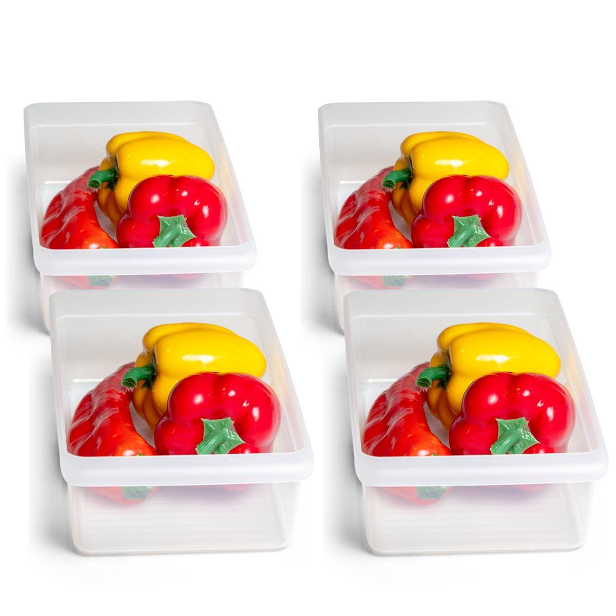 Novaliv 4x Kühlschrank Organizer 30,5 x 7,5 x 16 cm BPA-frei Ordnung Made in Germany Leicht Reinigen Lebensmittelecht aufbewahrungsbehälter für Kü