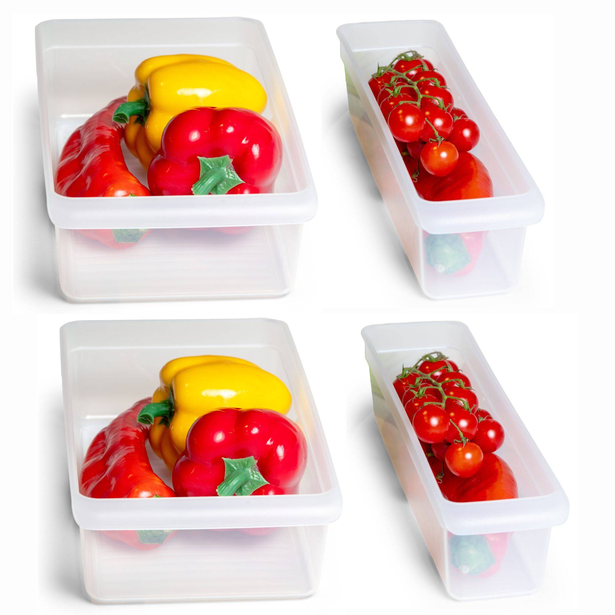 Novaliv Kühlschrank 4er Set Organizer Kühlschrank Klein + Mittel BPA-frei Küchenordnung küchenorganizer Kühlschrankorganizer Lebensmittelecht FFl