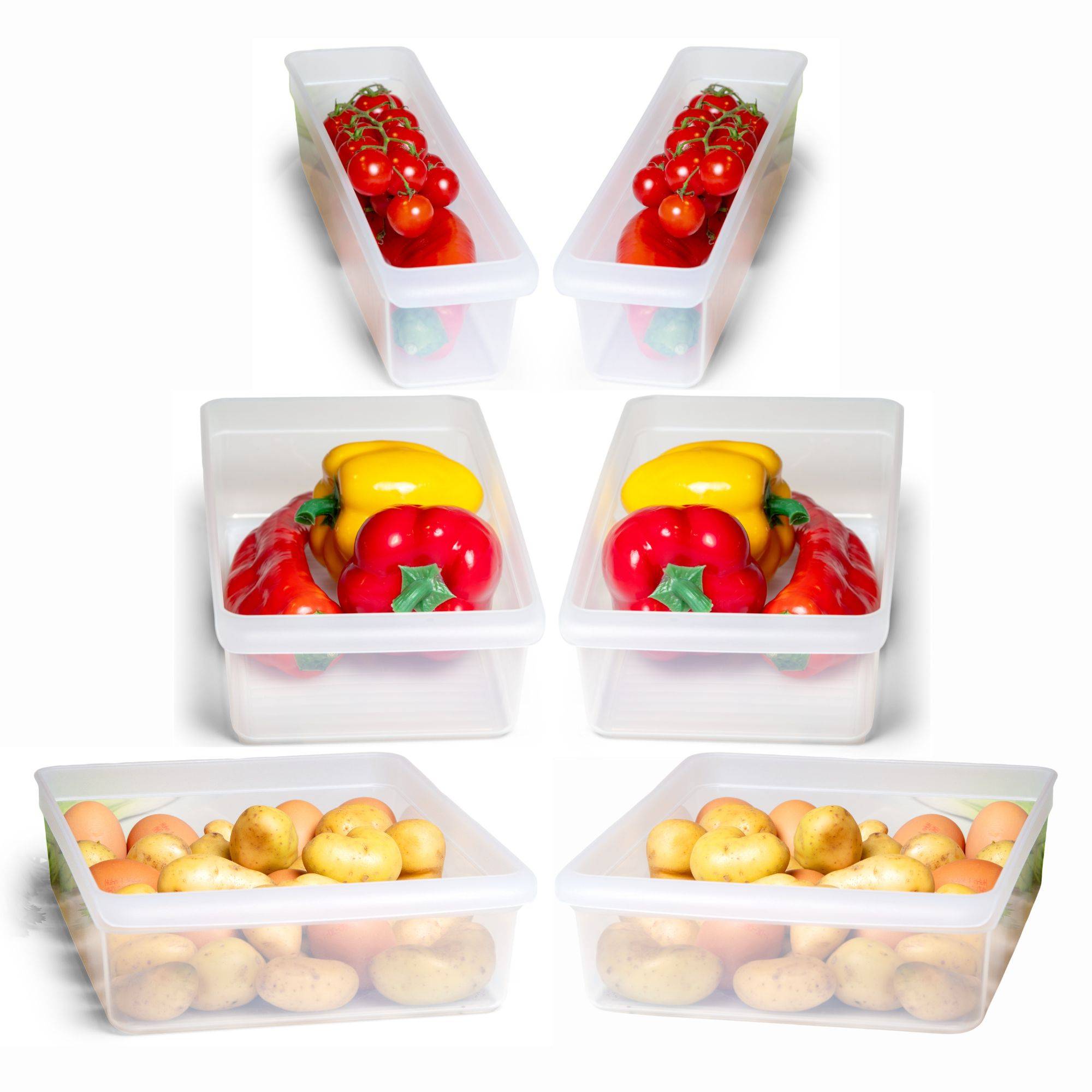 Novaliv Kühlschrank 6er Set Organizer Kühlschrank Klein + Mittel + Groß BPA-frei Küchenordnung küchenorganizer Kühlschrankorganizer Lebensmittel