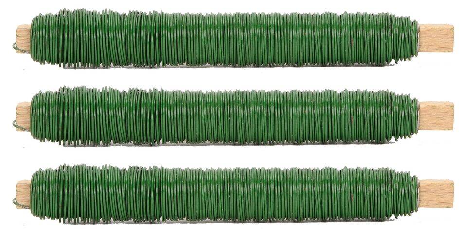 Novatool 3x Wickeldraht I grün I 0,65 mm I Draht I Metalldraht Gartendraht Blumendraht Bindedraht Biegedraht Pflanzendraht rostfrei Dekoband