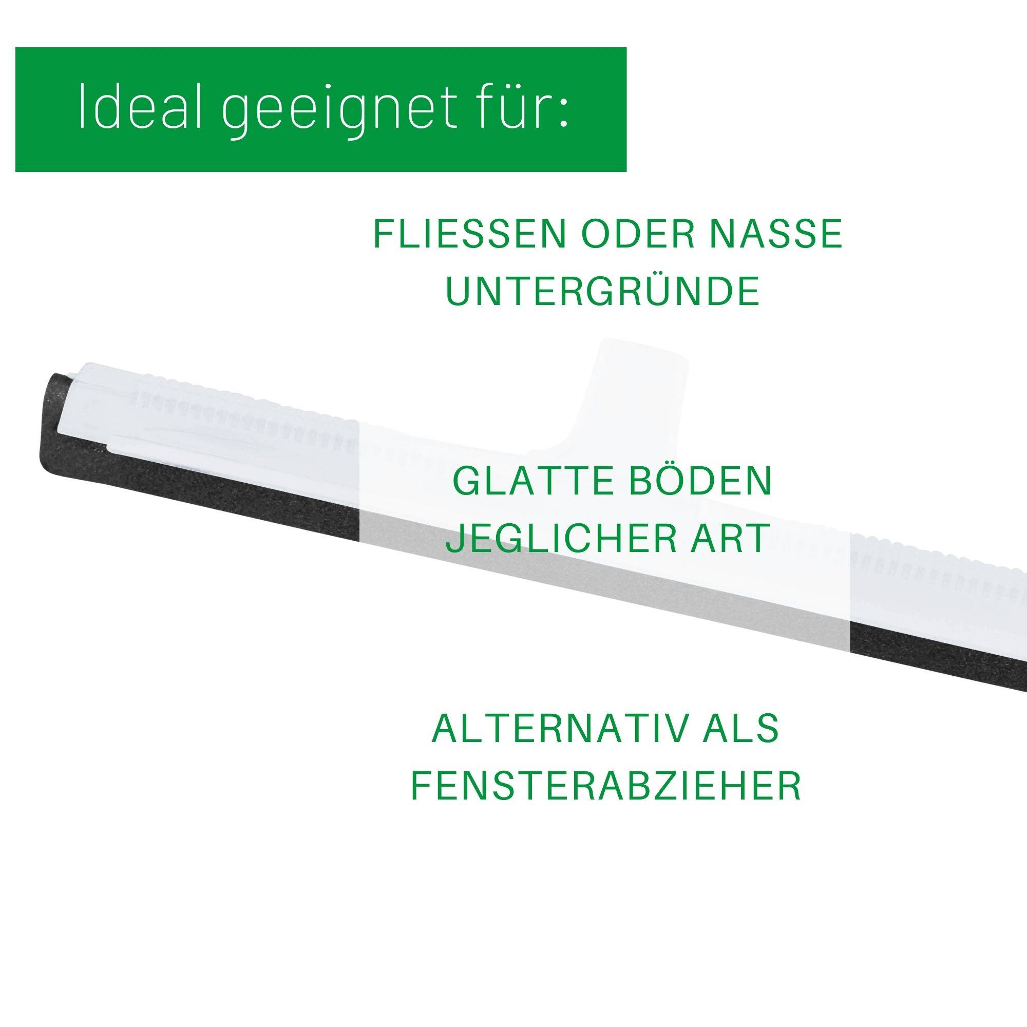 Novaliv 4x Duschabzieher langer Stiel Kunststoff 43cm Bodenabzieher Dusche Terasse groß Fensterreiniger mit Holzstielstange Wasserschieber Boden