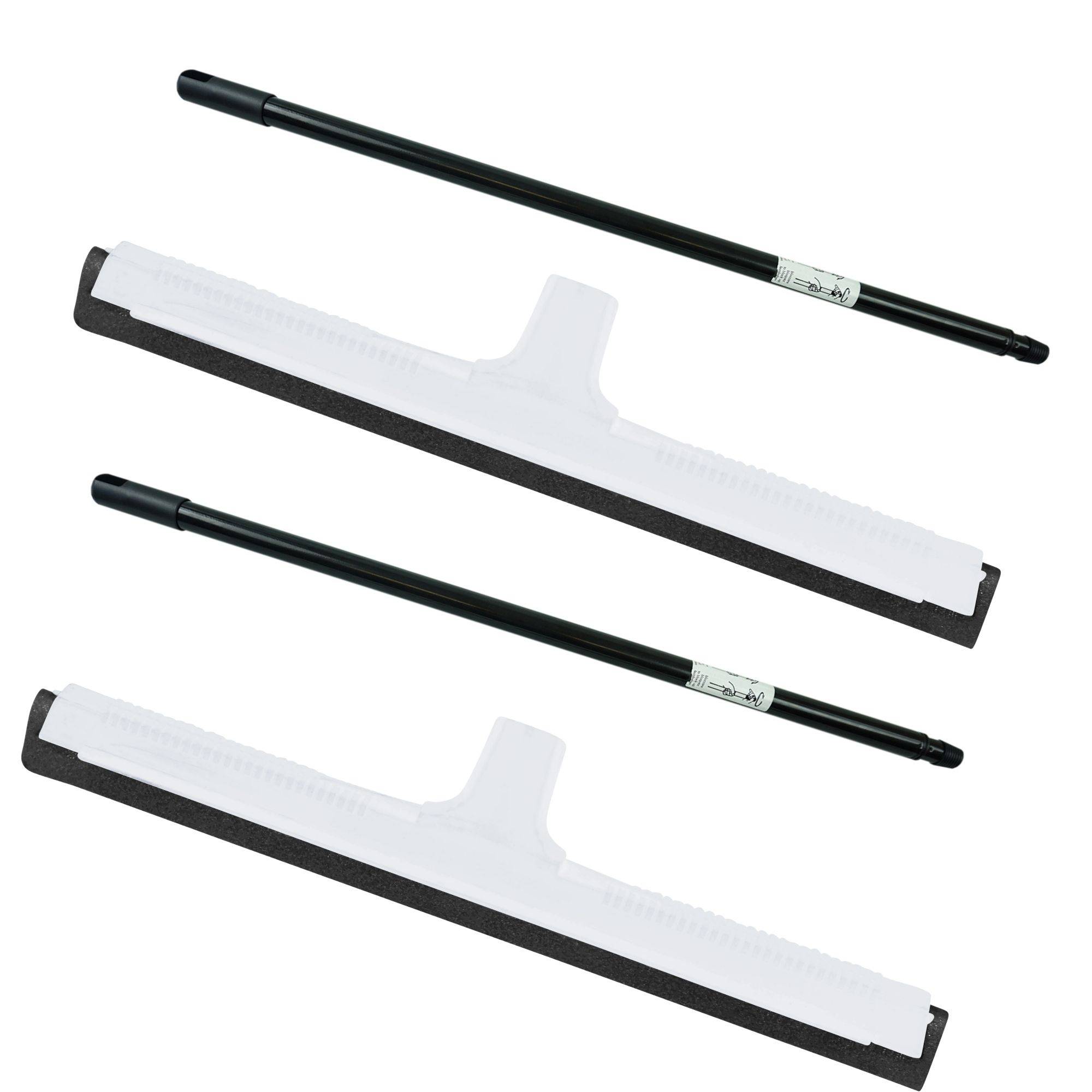 Novaliv 2x Wasserabzieher Boden mit Stiel Kunststoff 43cm I Wasserschieber Dusche Bodenabzieher Gummiabzieher Auto Fenster Pool I Badabzieher