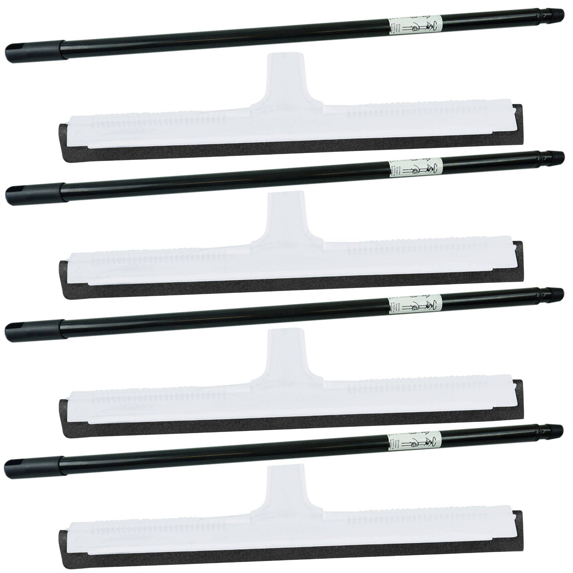 Novaliv 4x Duschabzieher langer Stiel Kunststoff 43cm Bodenabzieher Dusche Terasse groß Fensterreiniger mit Teleskopstange Wasserschieber Boden Pool