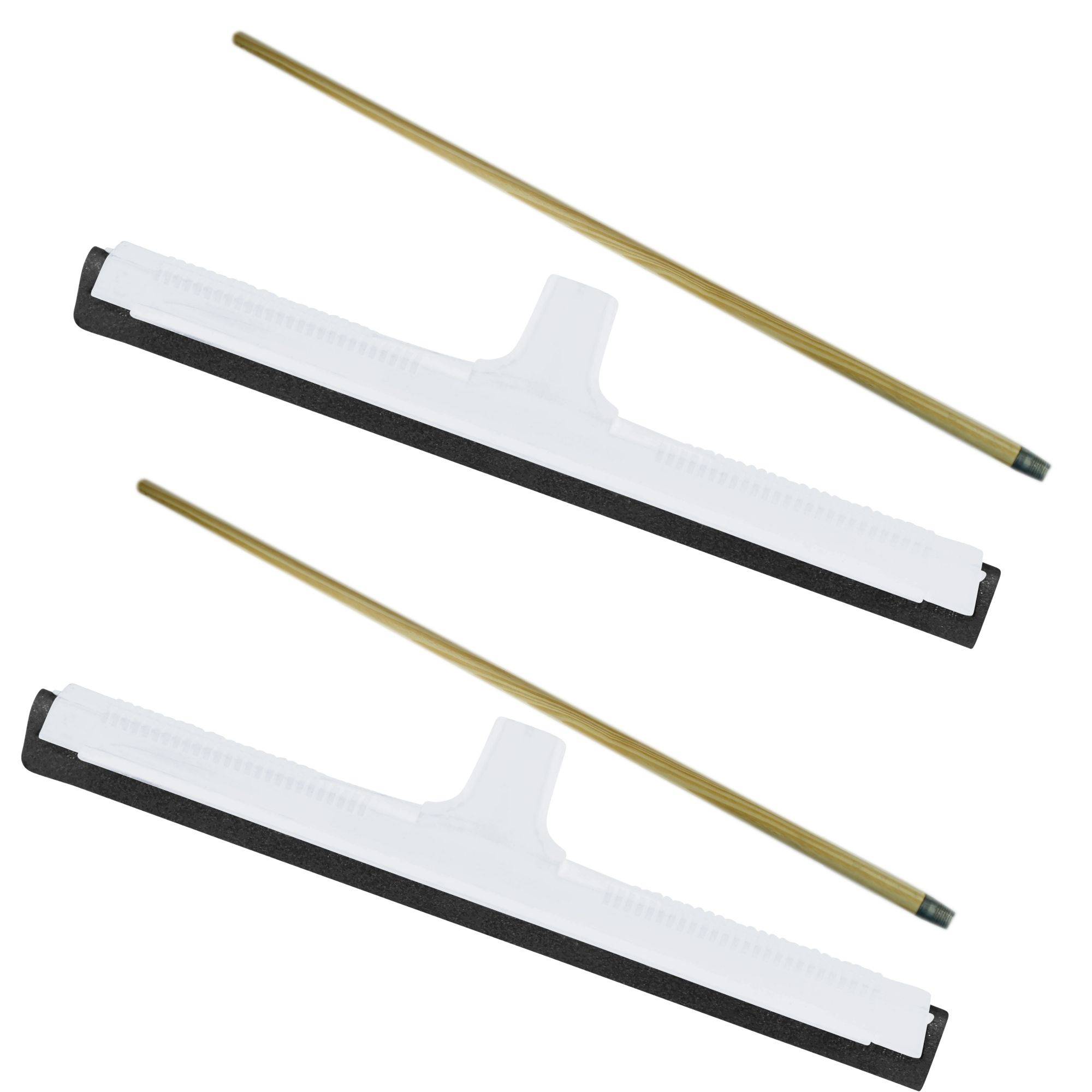 Novaliv 2x Wasserabzieher Boden mit Holzstiel Kunststoff 43cm Wasserschieber Dusche Bodenabzieher Gummiabzieher Auto Fenster Pool Badabzieher