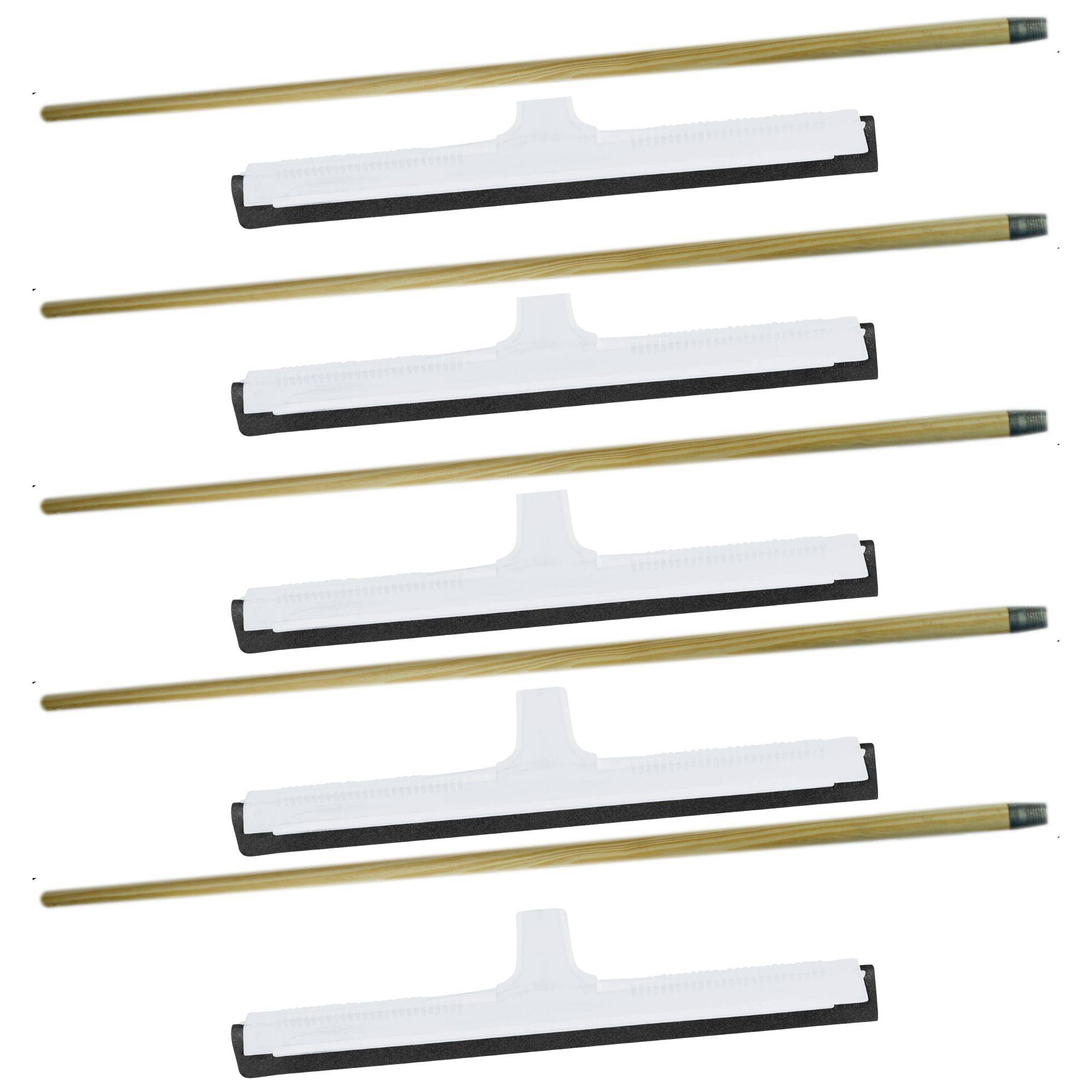 Novaliv 5x Wasserabzieher Boden Dusche Auto mit Holzstiel Kunststoff 43cm I Duschabzieher Abzieher Dusche Boden Abzieher Fenster Profi