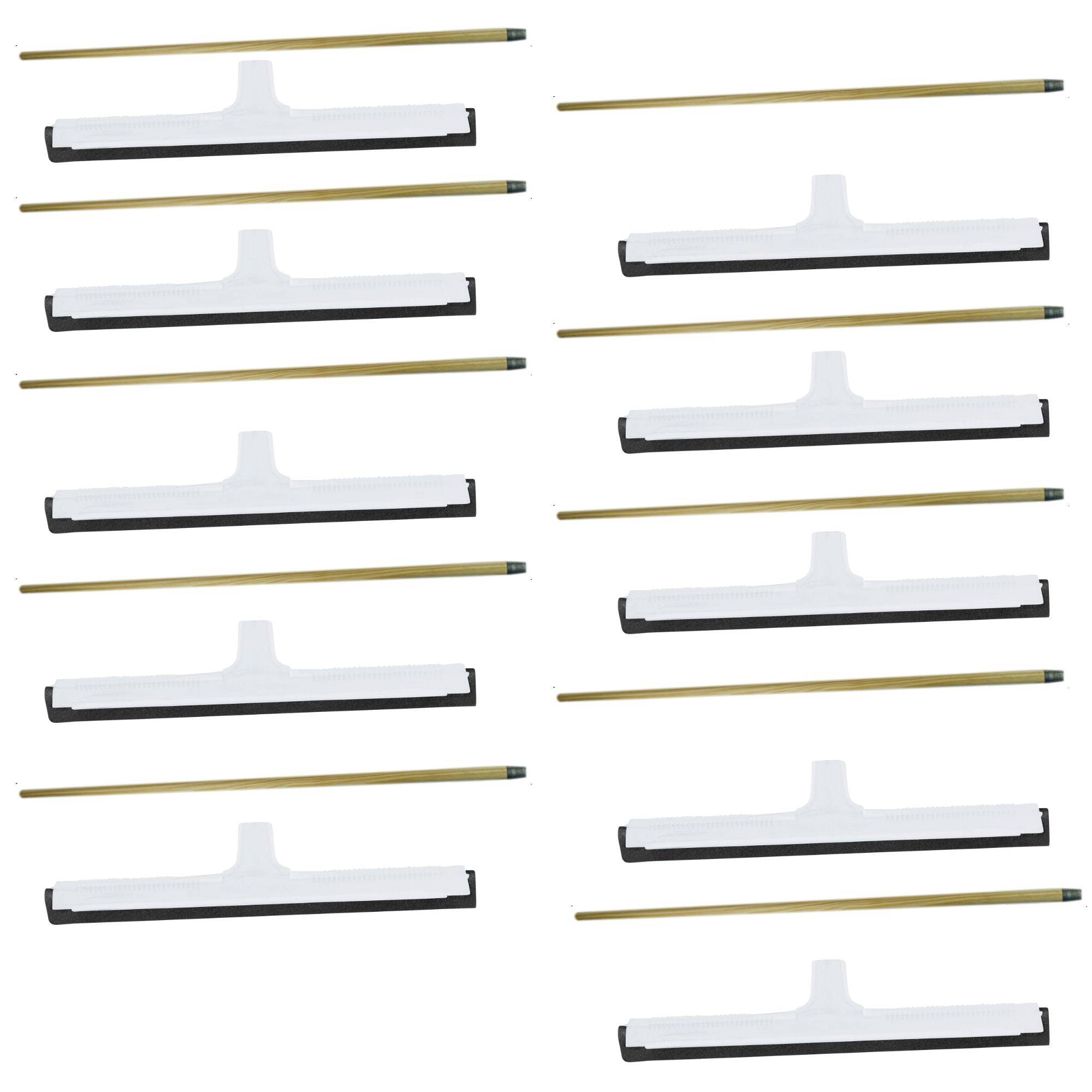 Novaliv 10x Fliesenabzieher Dusche Boden mit Holzstielstiel Kunststoff 43cm I Wasserabzieher für Boden Garten Bad Terasse Auto I WasserschieberBoden