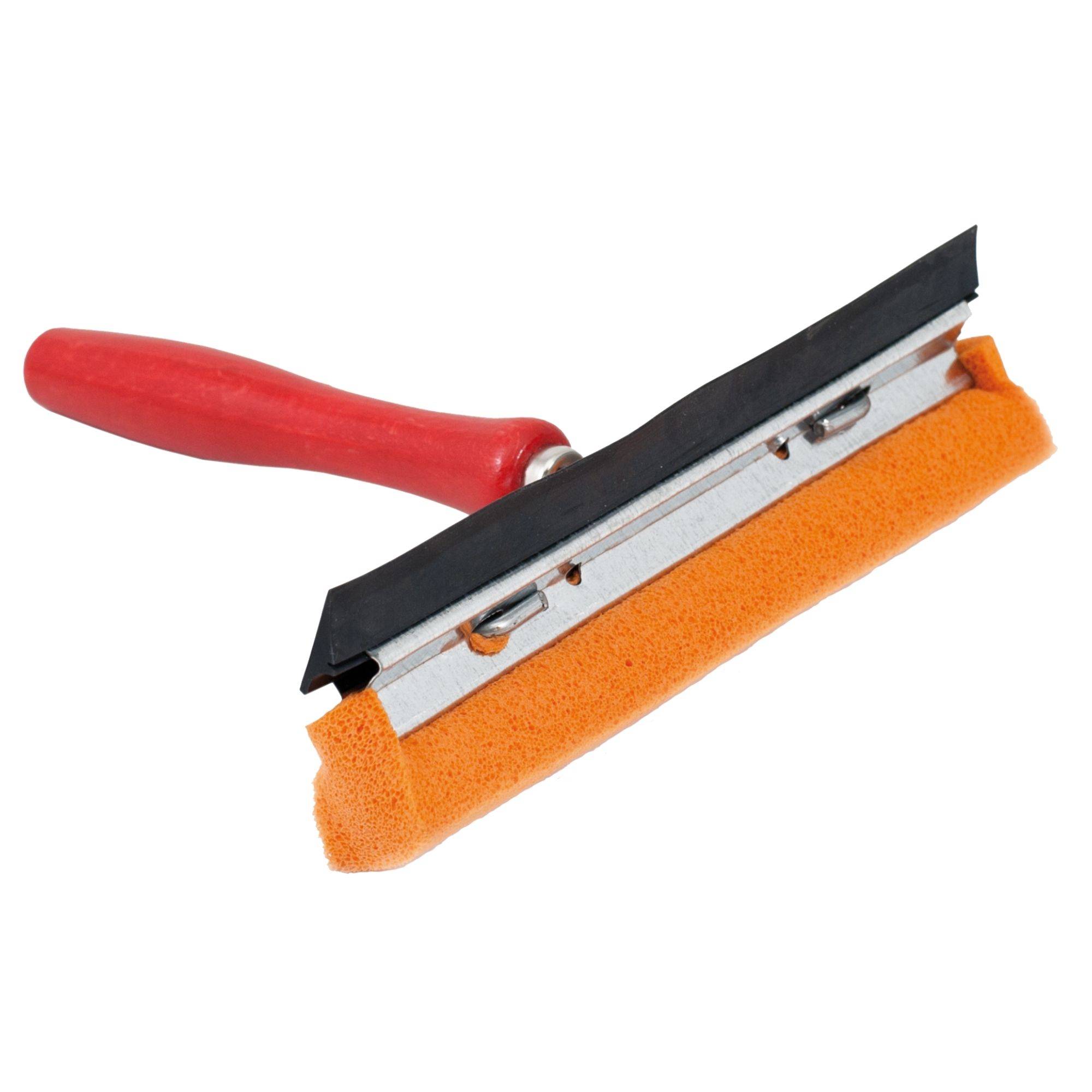 Novaliv Scheibenabzieher Auto 21 cm Holzgriff 16 cm mit Abziehlippe und Gummischwamm Auto Abzieher Autoscheibe Scheibenputzer Wischschwamm