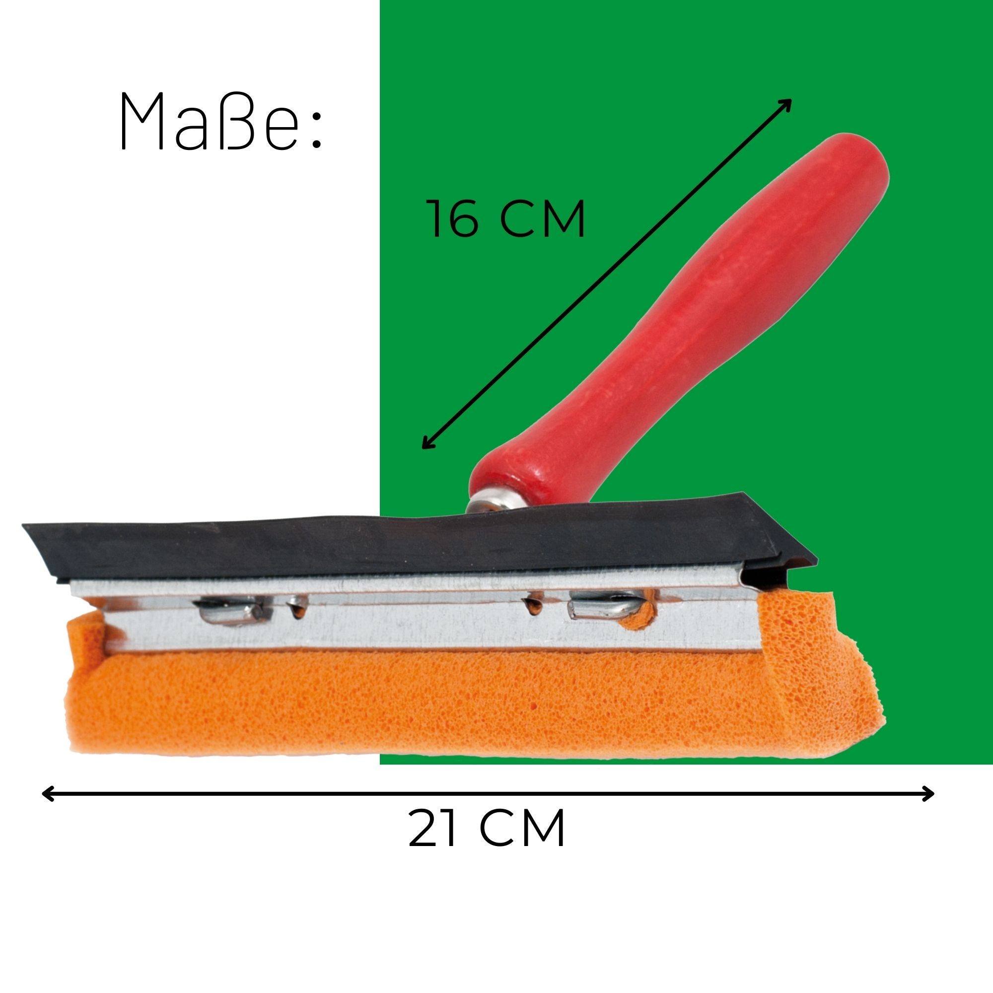 Novaliv 2x Scheibenabzieher Auto 21 cm Holzgriff 16 cm mit Abziehlippe und Gummischwamm Auto Abzieher Autoscheibe Scheibenputzer Wischschwamm