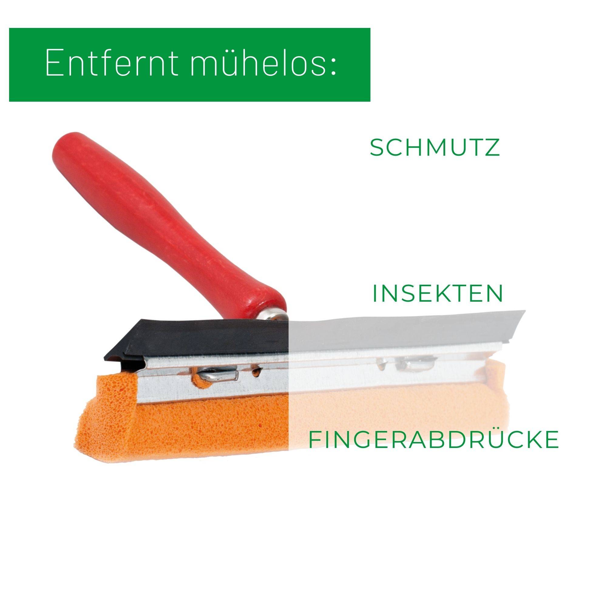 Novaliv 2x Scheibenabzieher Auto 21 cm Holzgriff 16 cm mit Abziehlippe und Gummischwamm Auto Abzieher Autoscheibe Scheibenputzer Wischschwamm