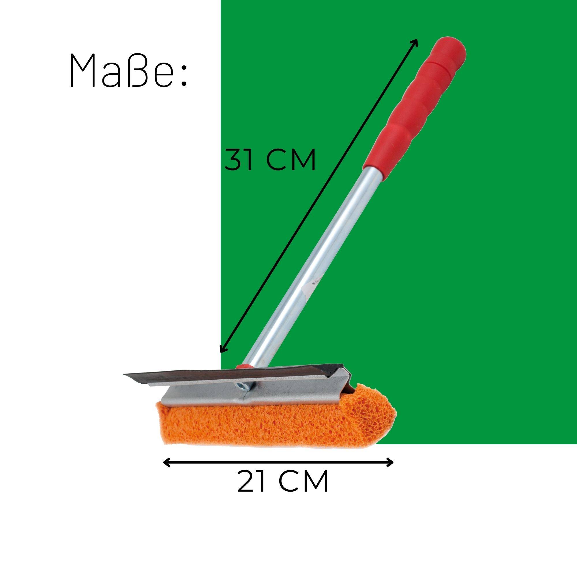Novaliv 2x Scheibenabzieher Auto 21 cm mit Metall-Kunststoffgriff 31 cm mit Abziehlippe und Gummischwamm Auto Abzieher Autoscheibe Scheibenputzer