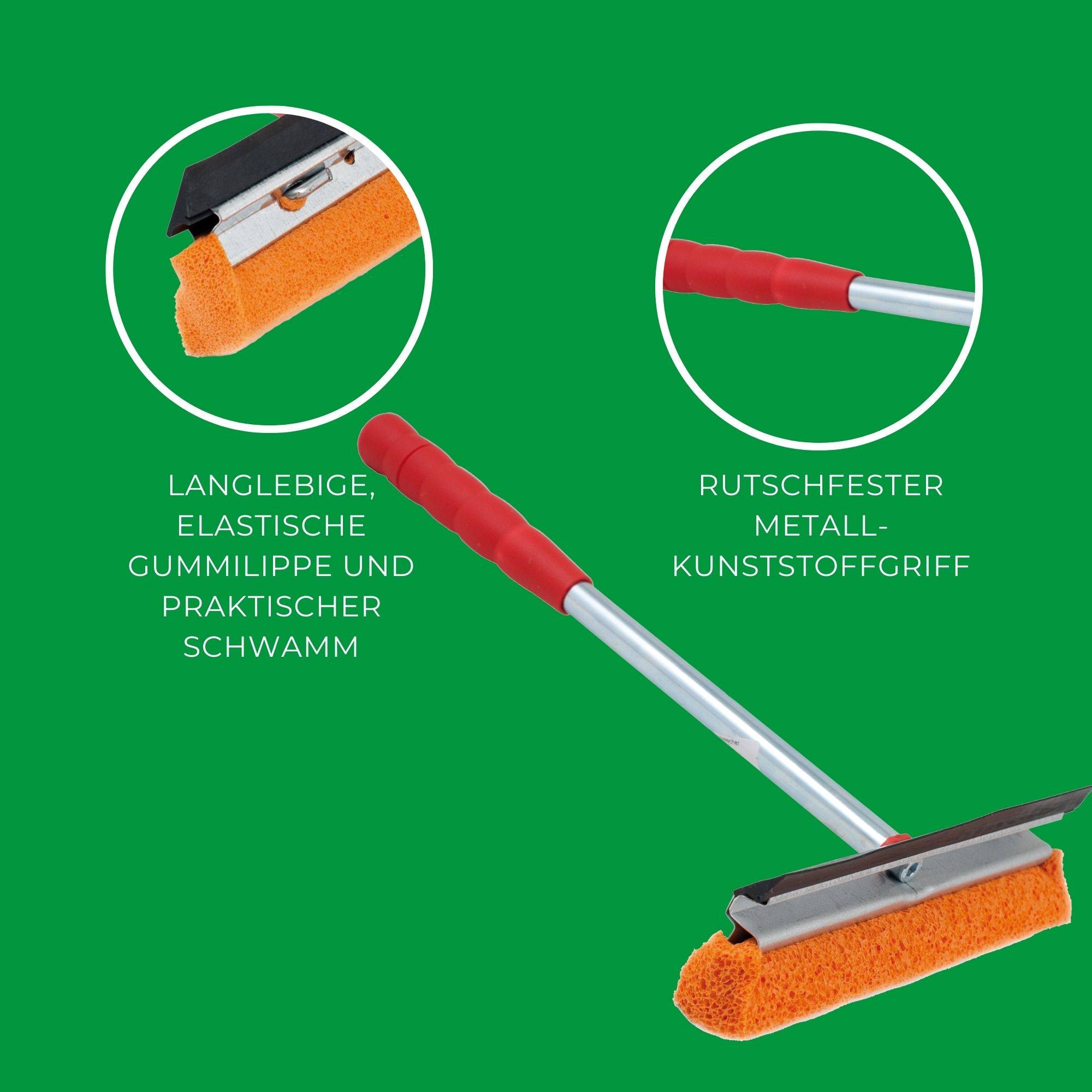 Novaliv Scheibenabzieher Auto 21 cm mit Metall-Kunststoffgriff 31 cm mit Abziehlippe und Gummischwamm Auto Abzieher Autoscheibe Scheibenputzer