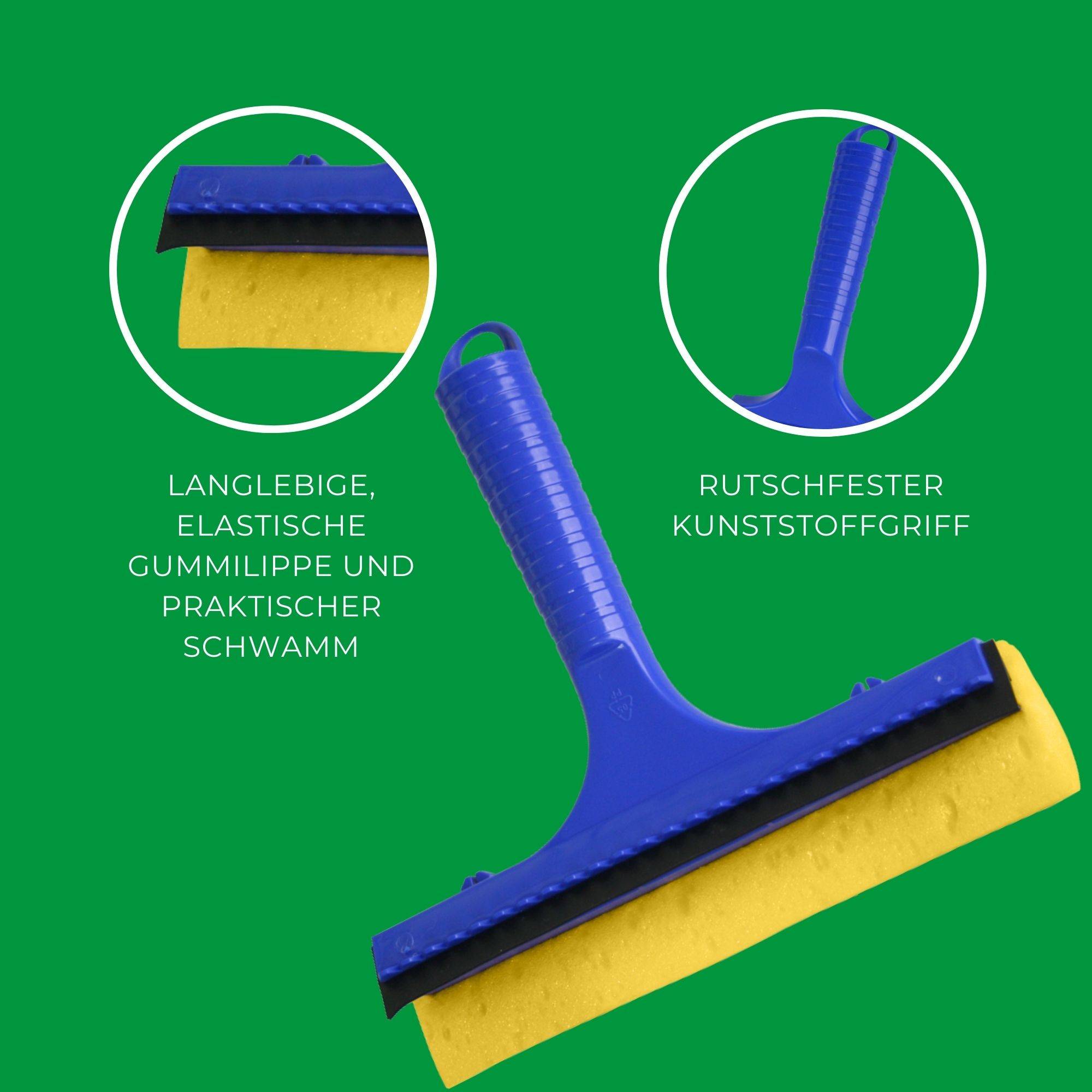 Novaliv 10x Scheibenabzieher Auto 20 cm Blau Kunststoff mit Abziehlippe und Gummischwamm Auto Abzieher Autoscheibe Scheibenputzer Wischschwamm