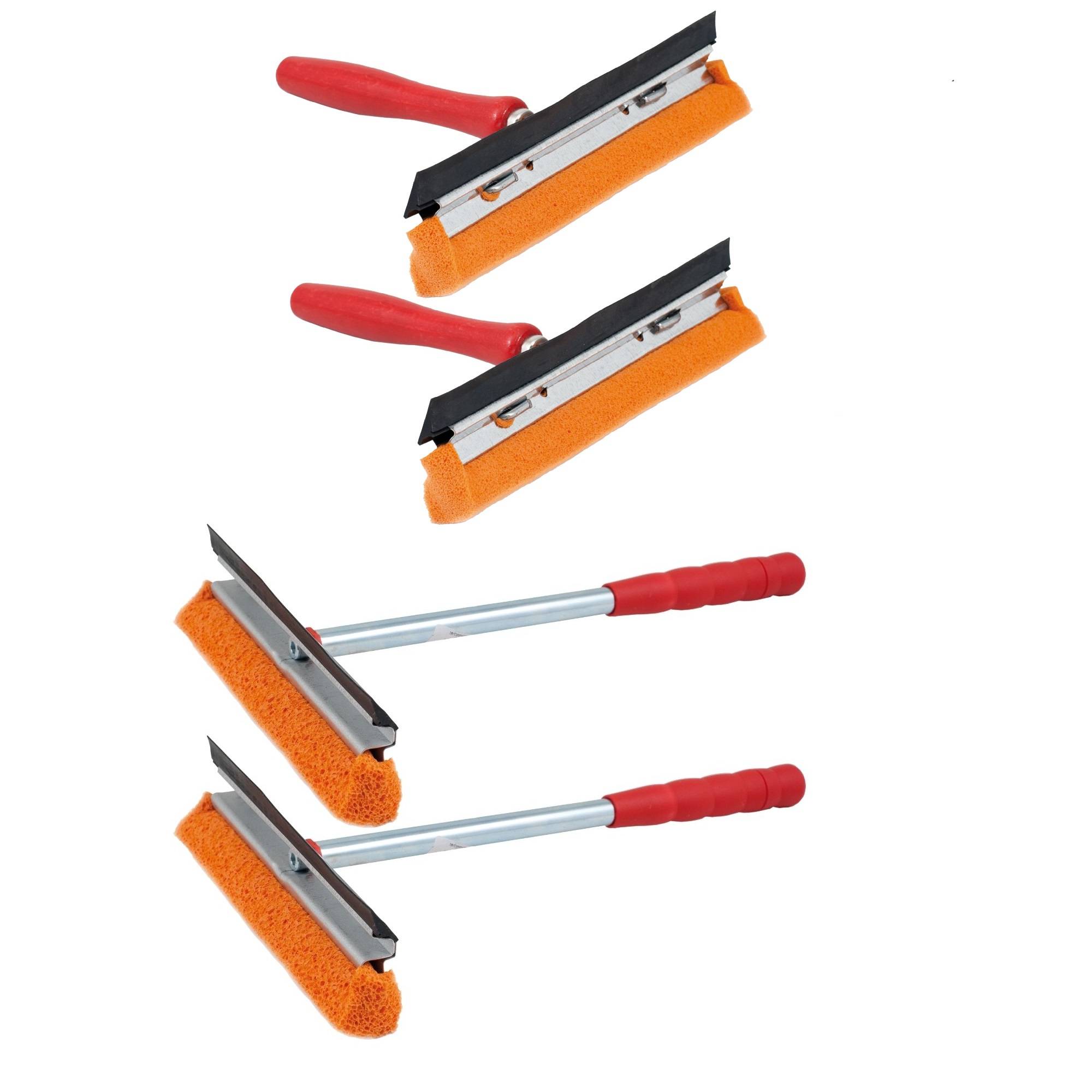 Novaliv 2x Scheibenabzieher Auto 21 cm Holzgriff 16 cm + Metall-Kunststoffgriff 31 Abziehlippe und Gummischwamm Auto Abzieher Autoscheibe