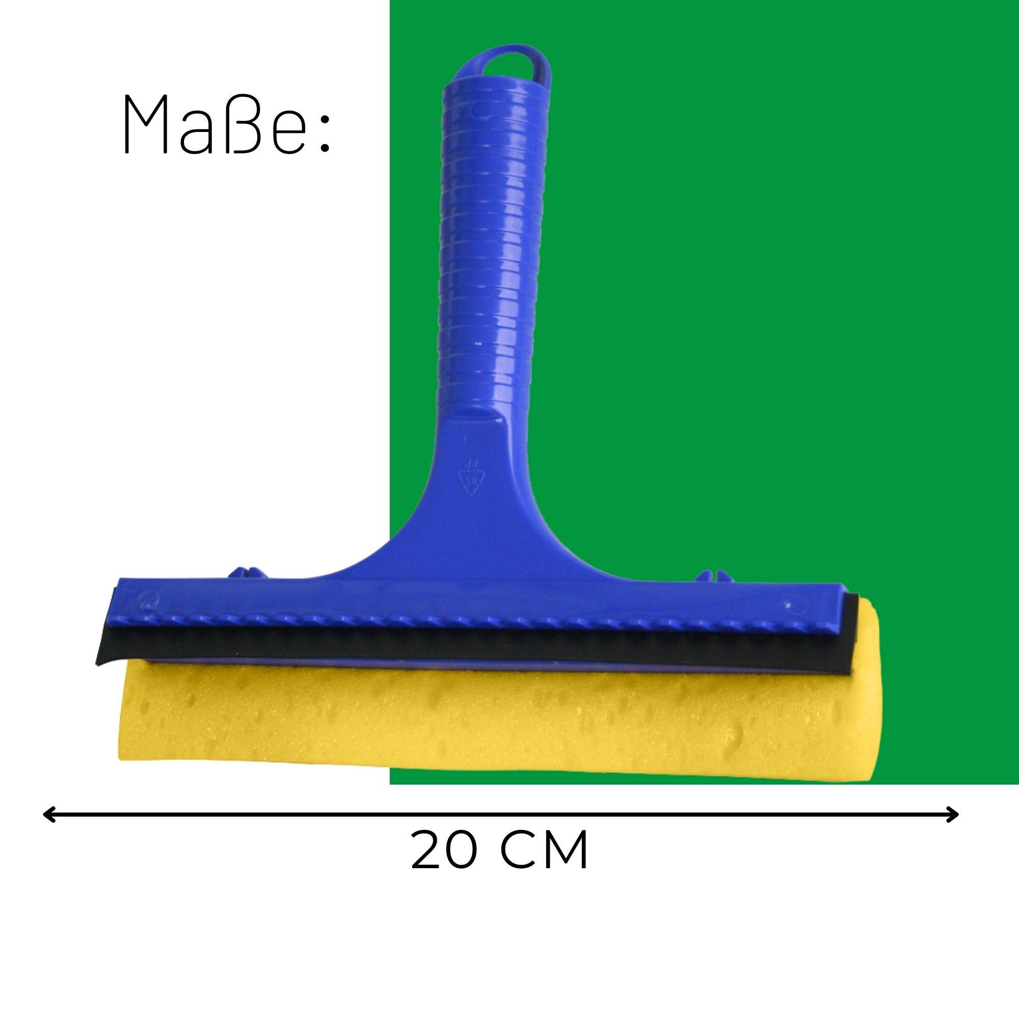 Novaliv 2x Scheibenabzieher Auto 20 cm Blau Kunststoff mit Abziehlippe und Gummischwamm Auto Abzieher Autoscheibe Scheibenputzer Wischschwamm