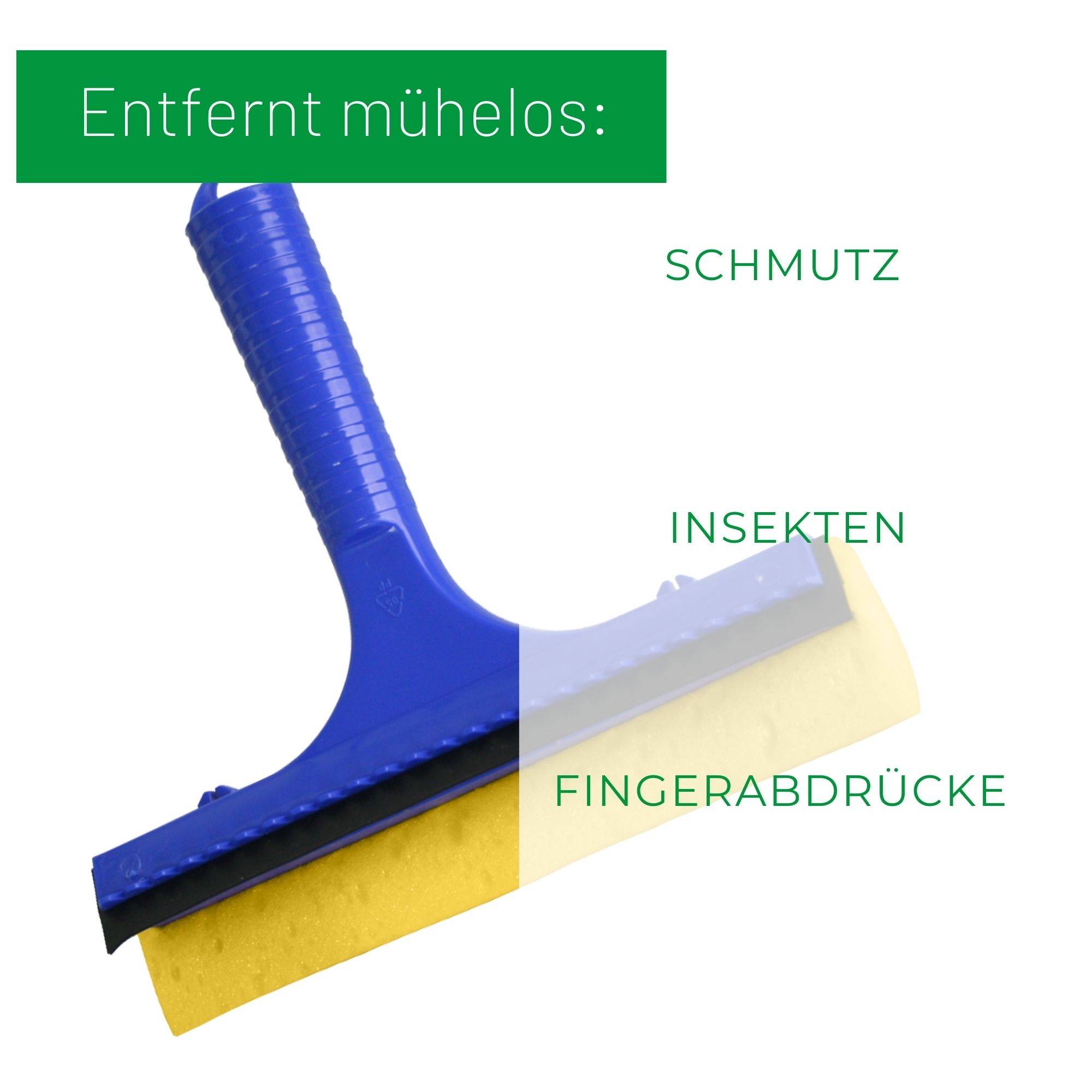 Novaliv 2x Scheibenabzieher Auto 20 cm Blau Kunststoff mit Abziehlippe und Gummischwamm Auto Abzieher Autoscheibe Scheibenputzer Wischschwamm