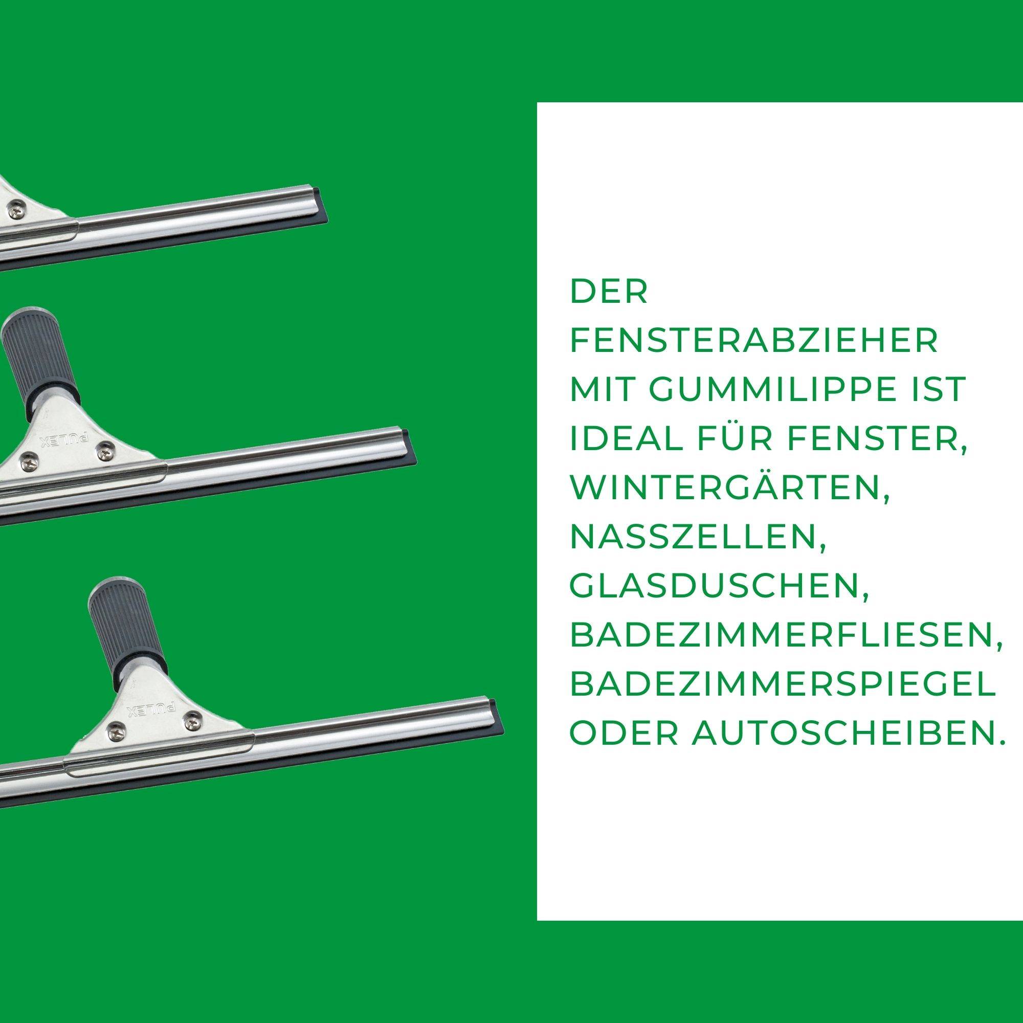 Novaliv Fensterabzieher Profi 25 cm + 2x Ersatzgummi für Fensterreiniger Edelstahl mit auswechselbaren Gummilippe Fensterlippe Fensterreinigung