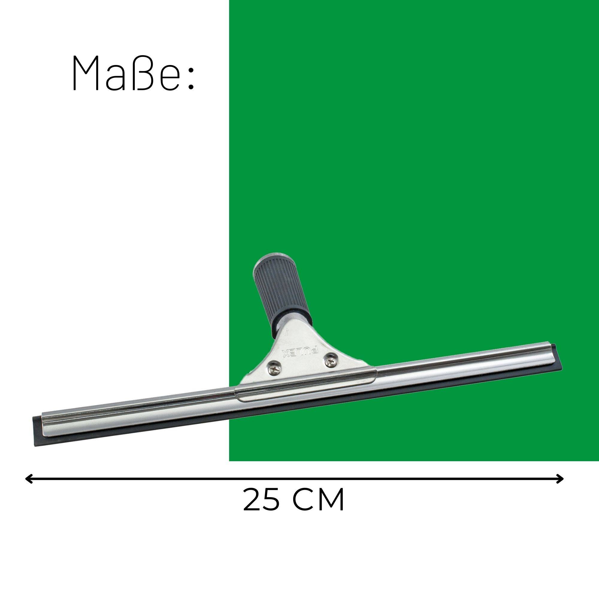 Novaliv Fensterabzieher Profi 25 cm + 2x Ersatzgummi für Fensterreiniger Edelstahl mit auswechselbaren Gummilippe Fensterlippe Fensterreinigung