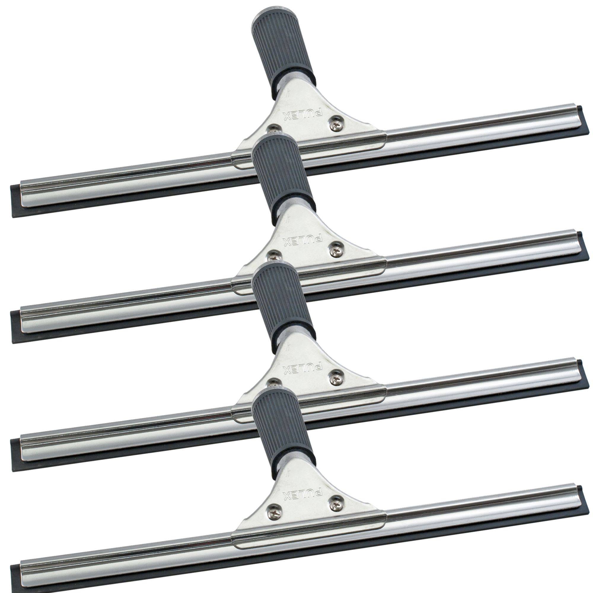 Novaliv 4x Fensterabzieher Profi 45 cm Fensterreiniger Edelstahl mit auswechselbaren Gummilippe Fensterlippe Fensterreinigung Abzieher Fenster