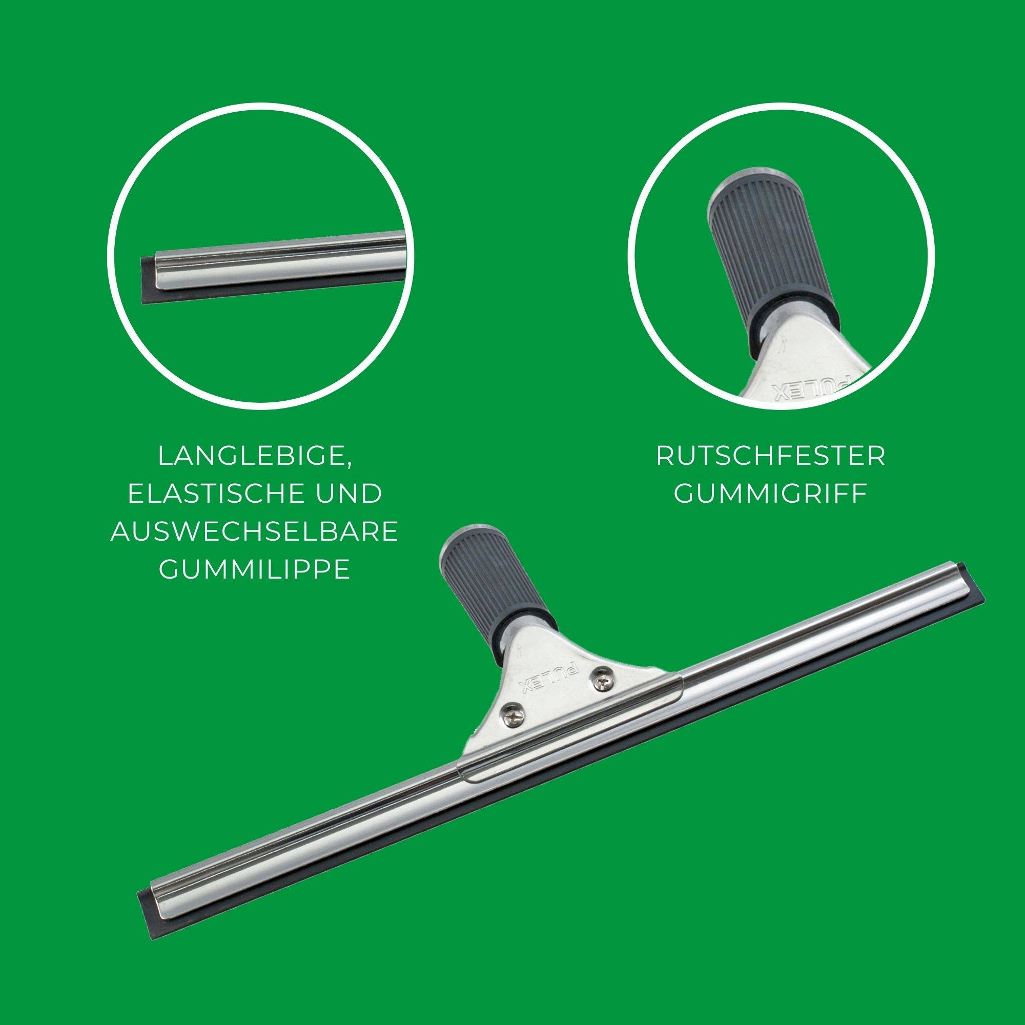 Novaliv 2x Fensterabzieher Profi 45 cm Fensterreiniger Edelstahl mit auswechselbaren Gummilippe Fensterlippe Fensterreinigung Abzieher Fenster