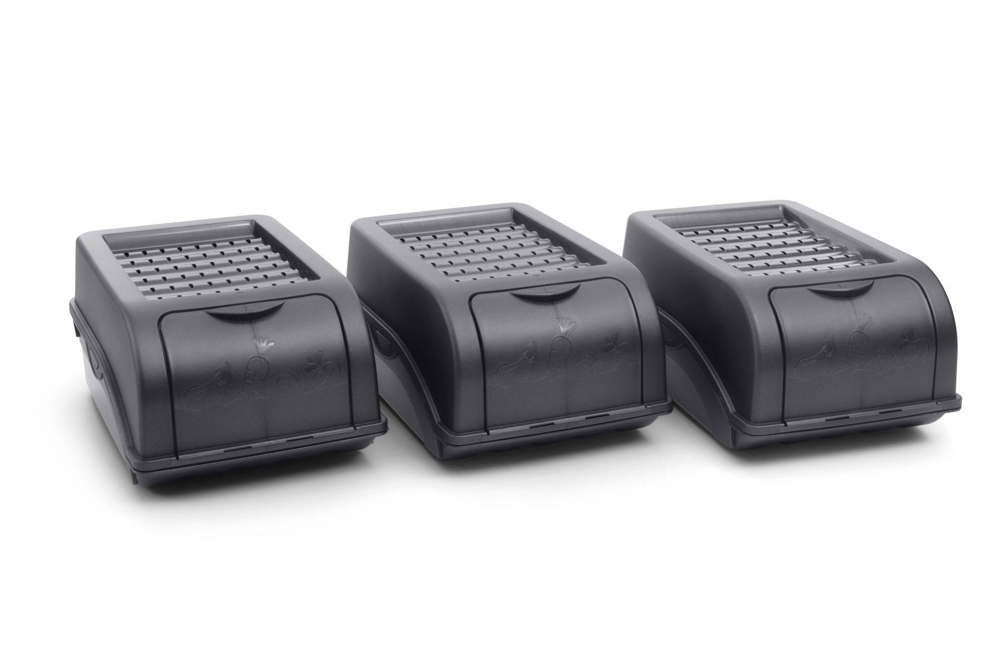 Novaliv Gemüseboxen Kartoffelboxen Vorratsbehälter 3,5l bis 9l (Anthrazit, 3x3,5l)