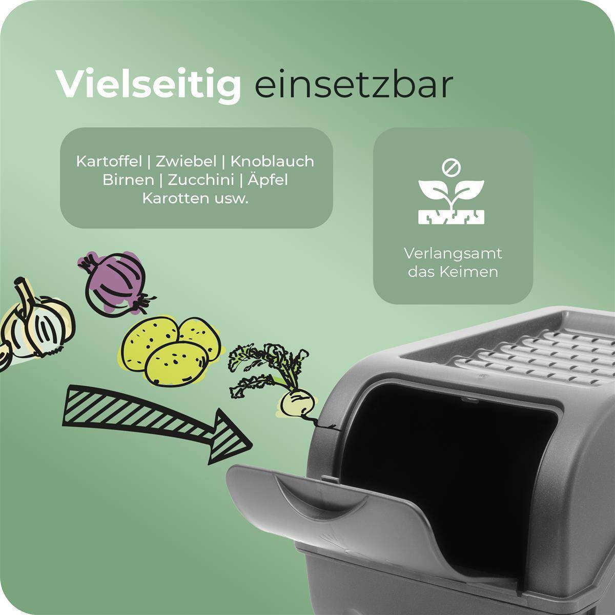 Novaliv Gemüseboxen Kartoffelboxen Vorratsbehälter 3,5l bis 9l (Anthrazit, 1x 9l)