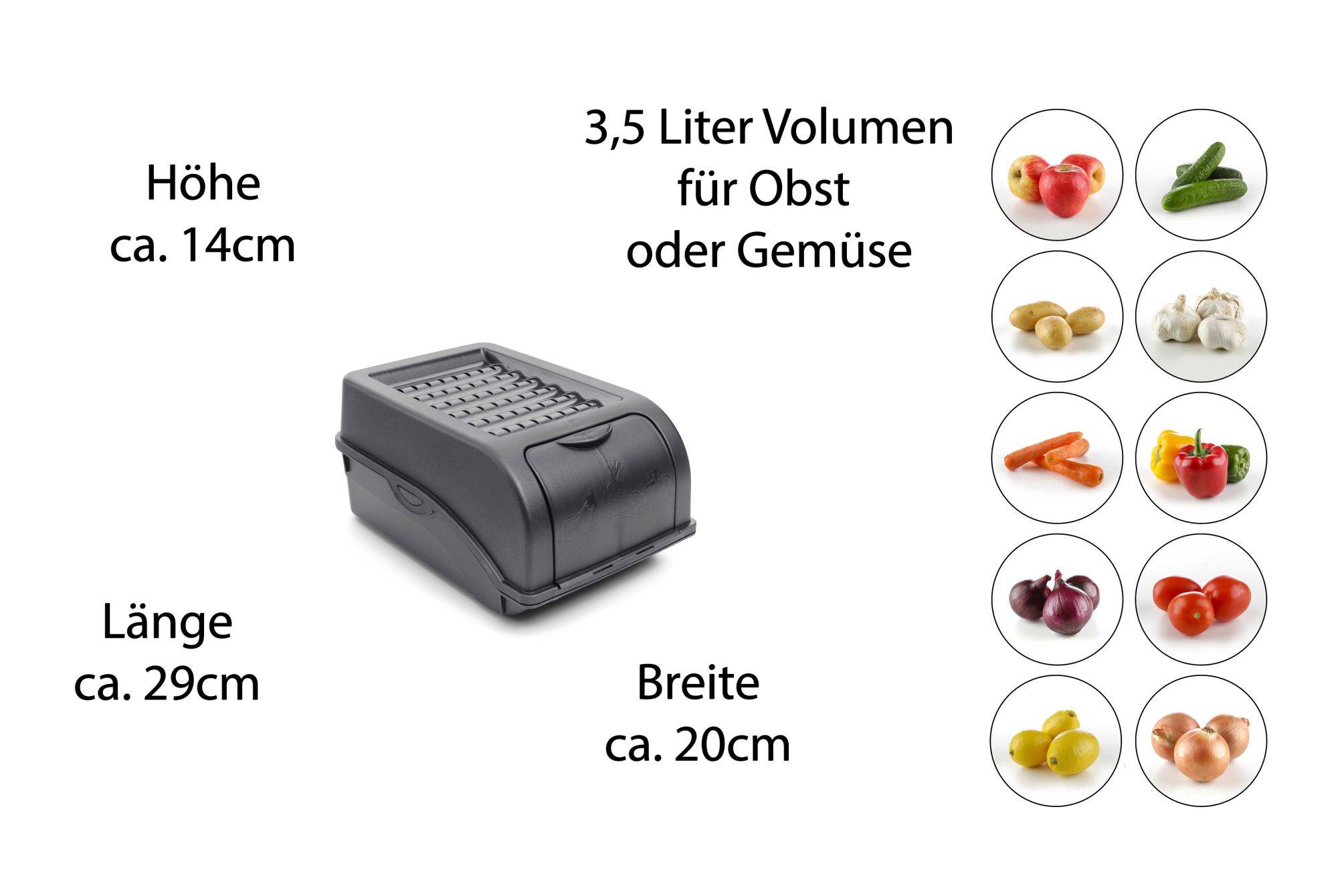 Novaliv Gemüseboxen Kartoffelboxen Vorratsbehälter 3,5l bis 9l (Anthrazit, 2X 3,5l)