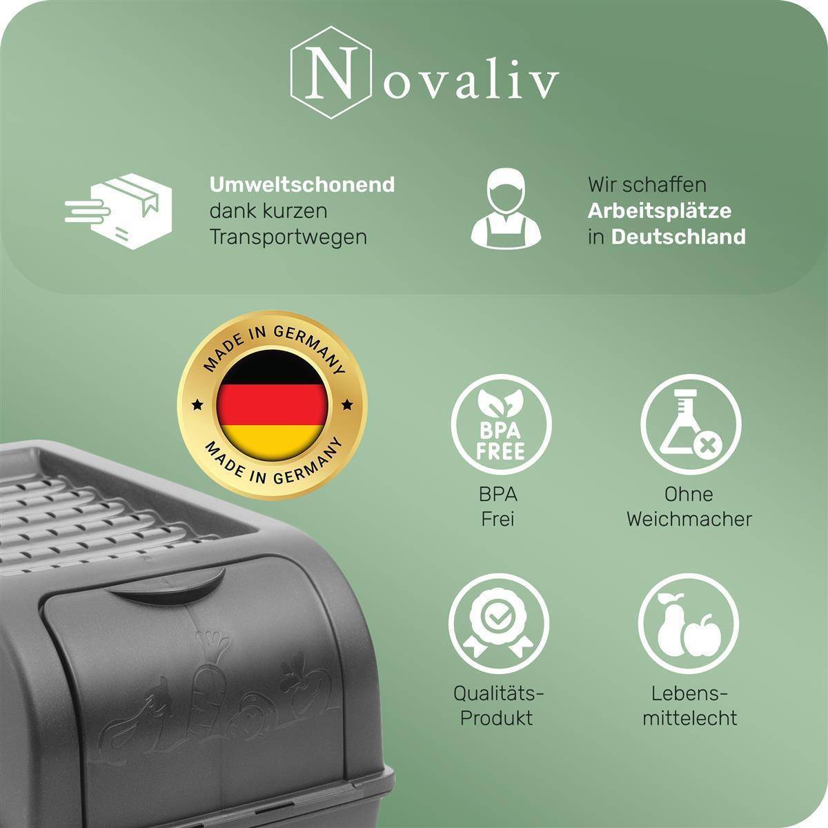 Novaliv Gemüseboxen Kartoffelboxen Vorratsbehälter 3,5l bis 9l (Anthrazit, 1x 5l)