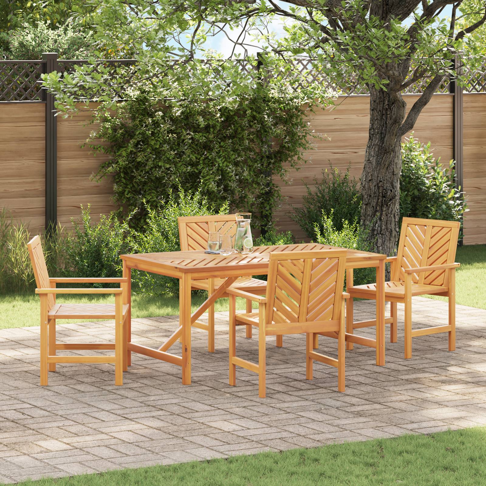 vidaXL 4-teiliges Garten Esstischset Massivholz Akazie