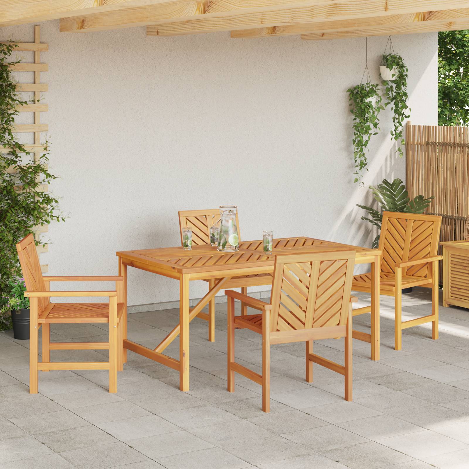 vidaXL 4-teiliges Garten Esstischset Massivholz Akazie