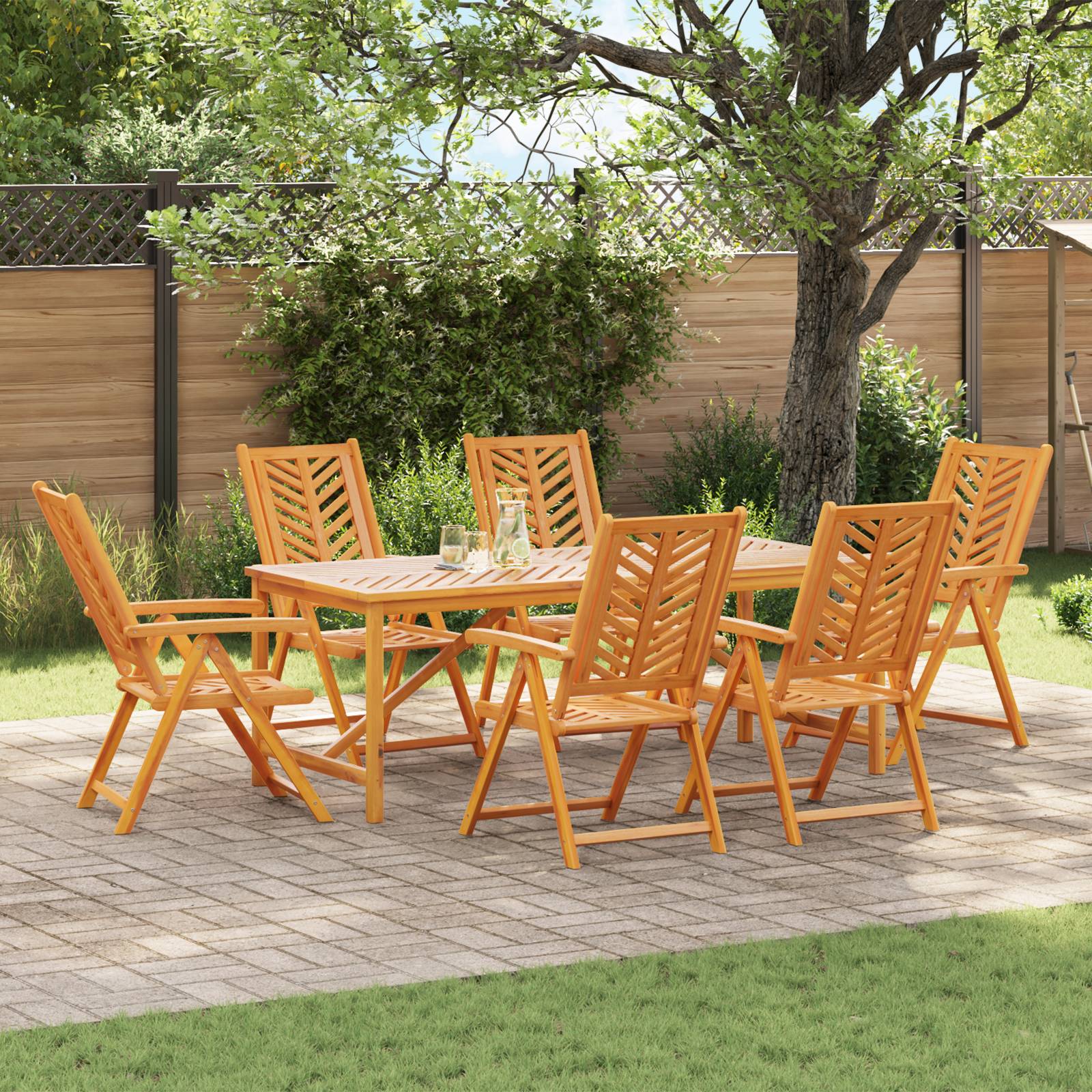 vidaXL 7-teilige Garten Essgruppe aus massivem Teakholz
