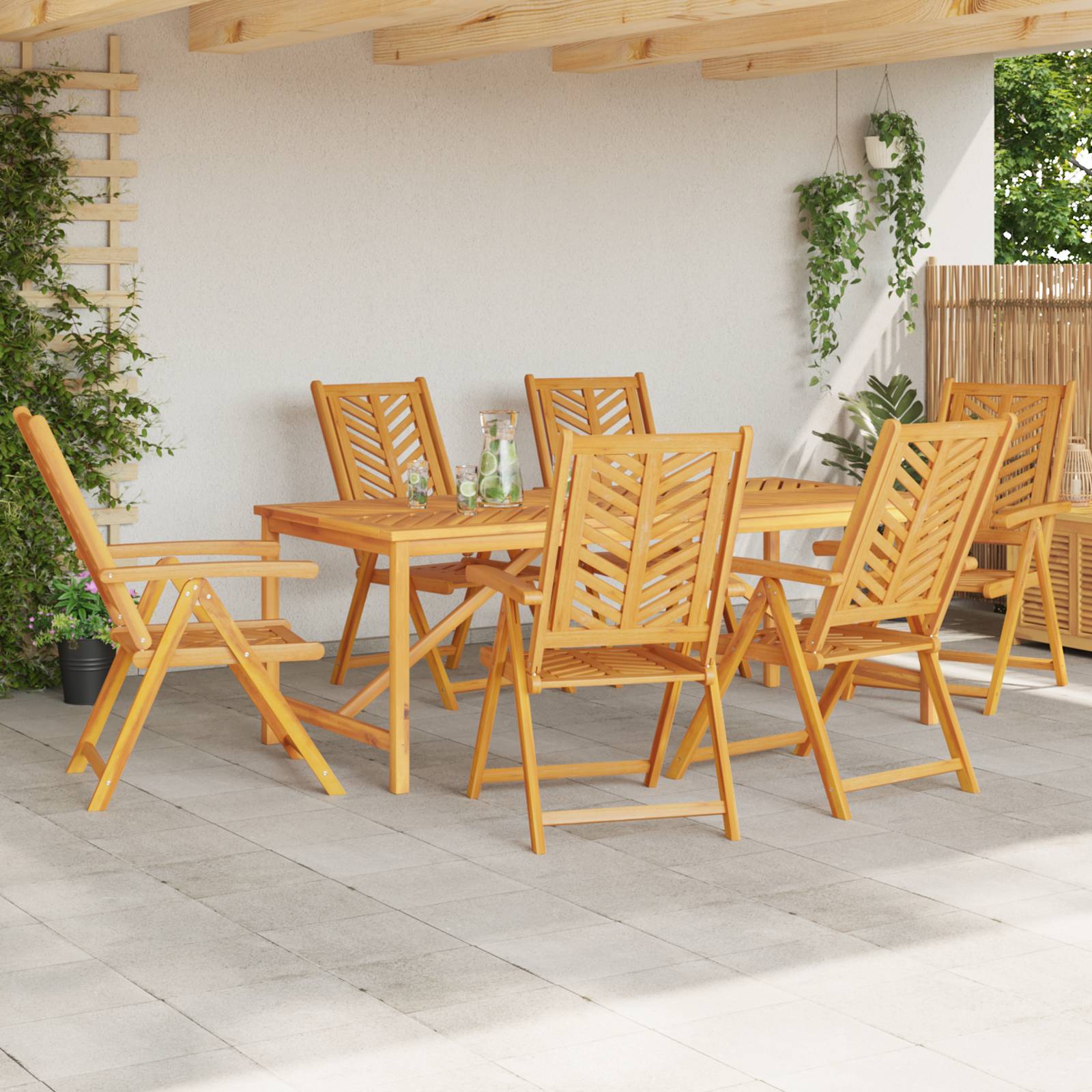 vidaXL 7-teilige Garten Essgruppe aus massivem Teakholz