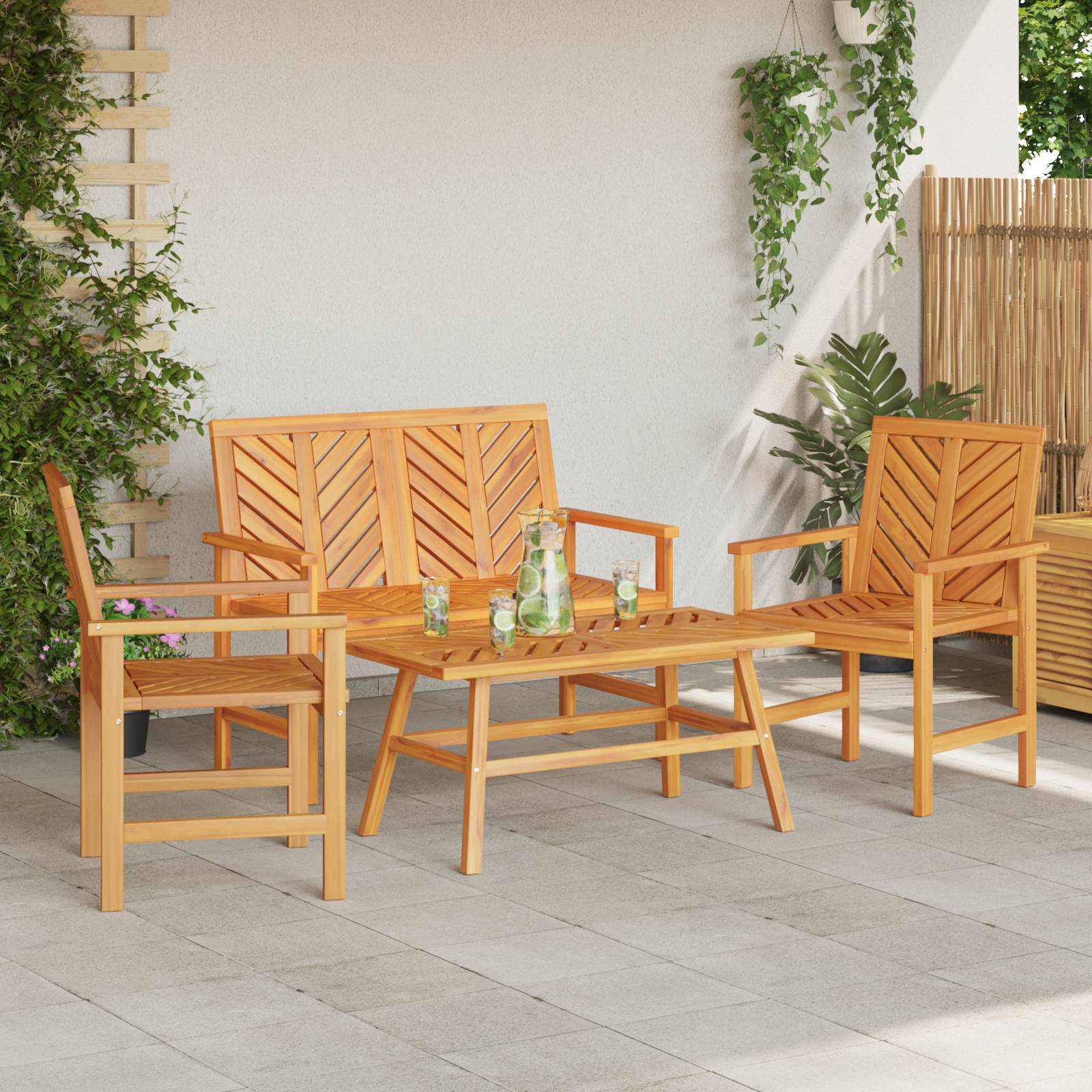 vidaXL 4-teilige Garten Lounge Set Massivholz Akazie