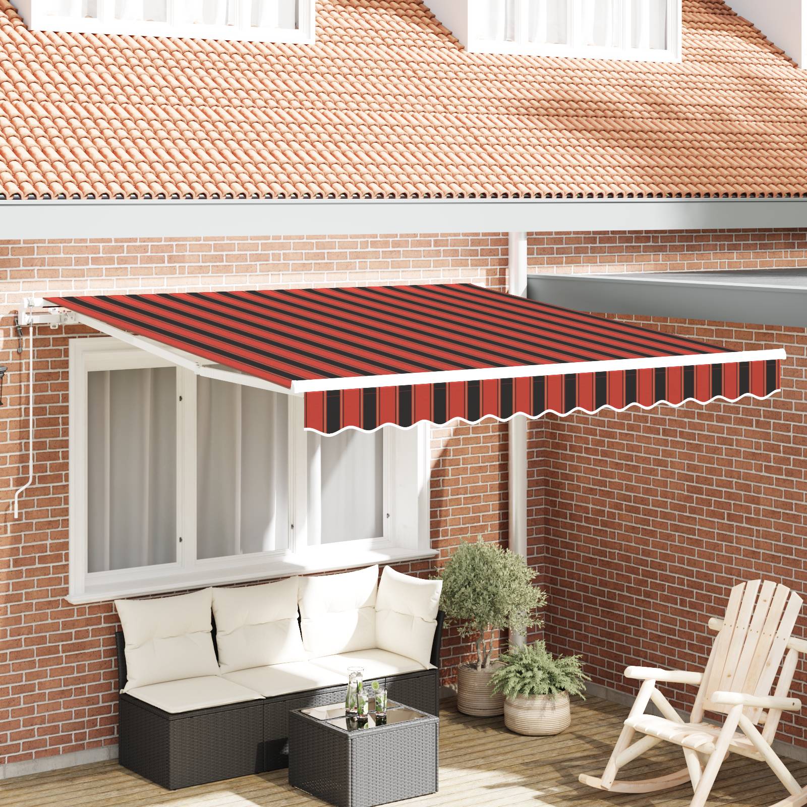 vidaXL Automatische einziehbare Markise in Orange und Braun 300x250 cm