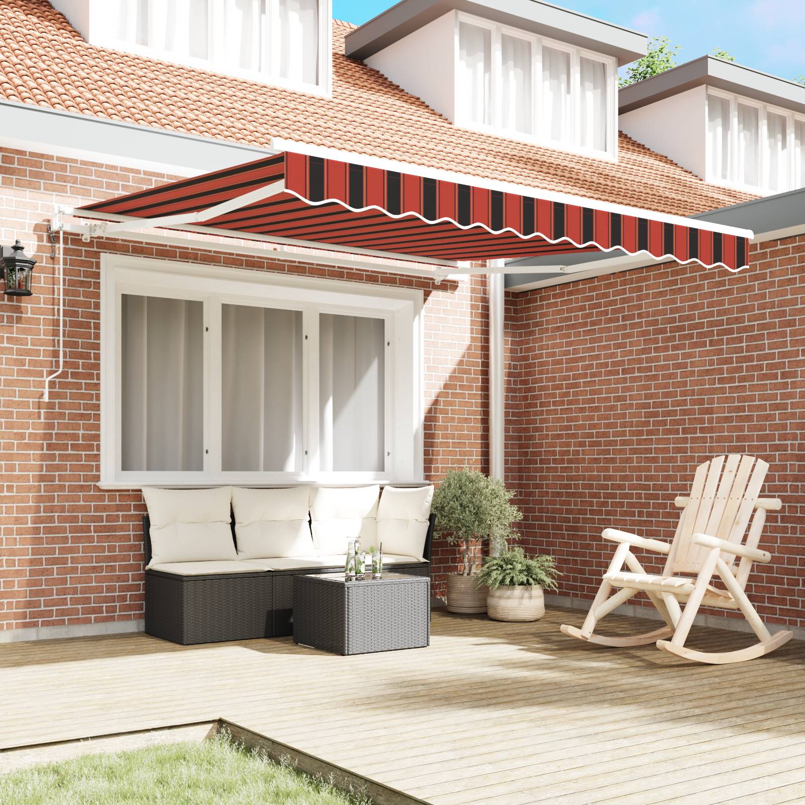 vidaXL Automatische einziehbare Markise in Orange und Braun 300x250 cm