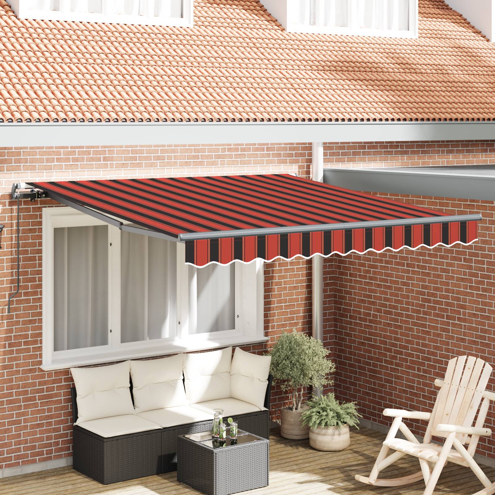 vidaXL Manuelle einziehbare Markise in Orange und Braun, 300x250 cm