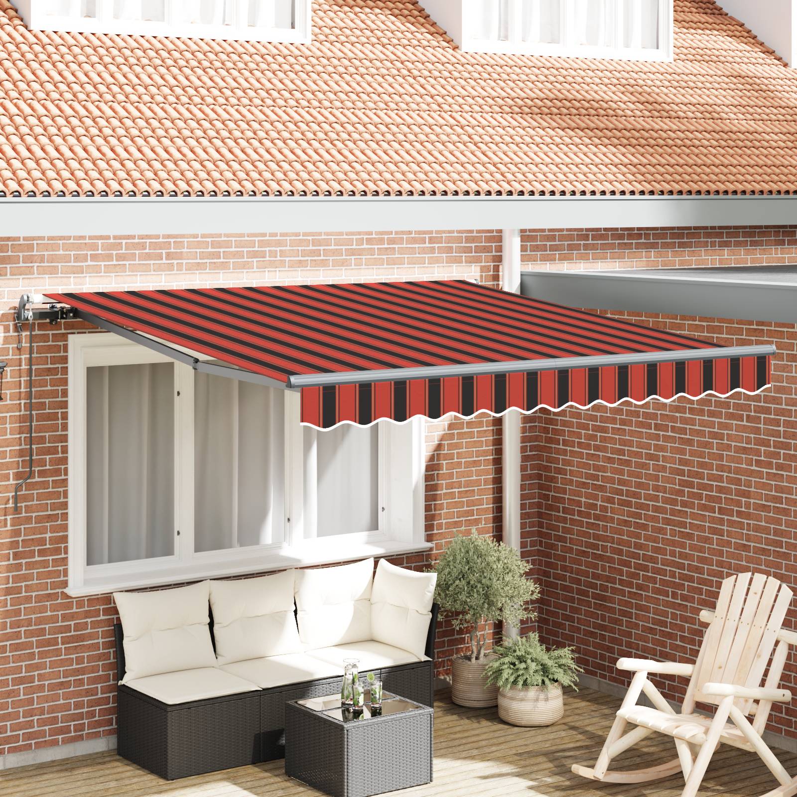 vidaXL automatische einziehbare Markise Orange und Braun 350x250 cm