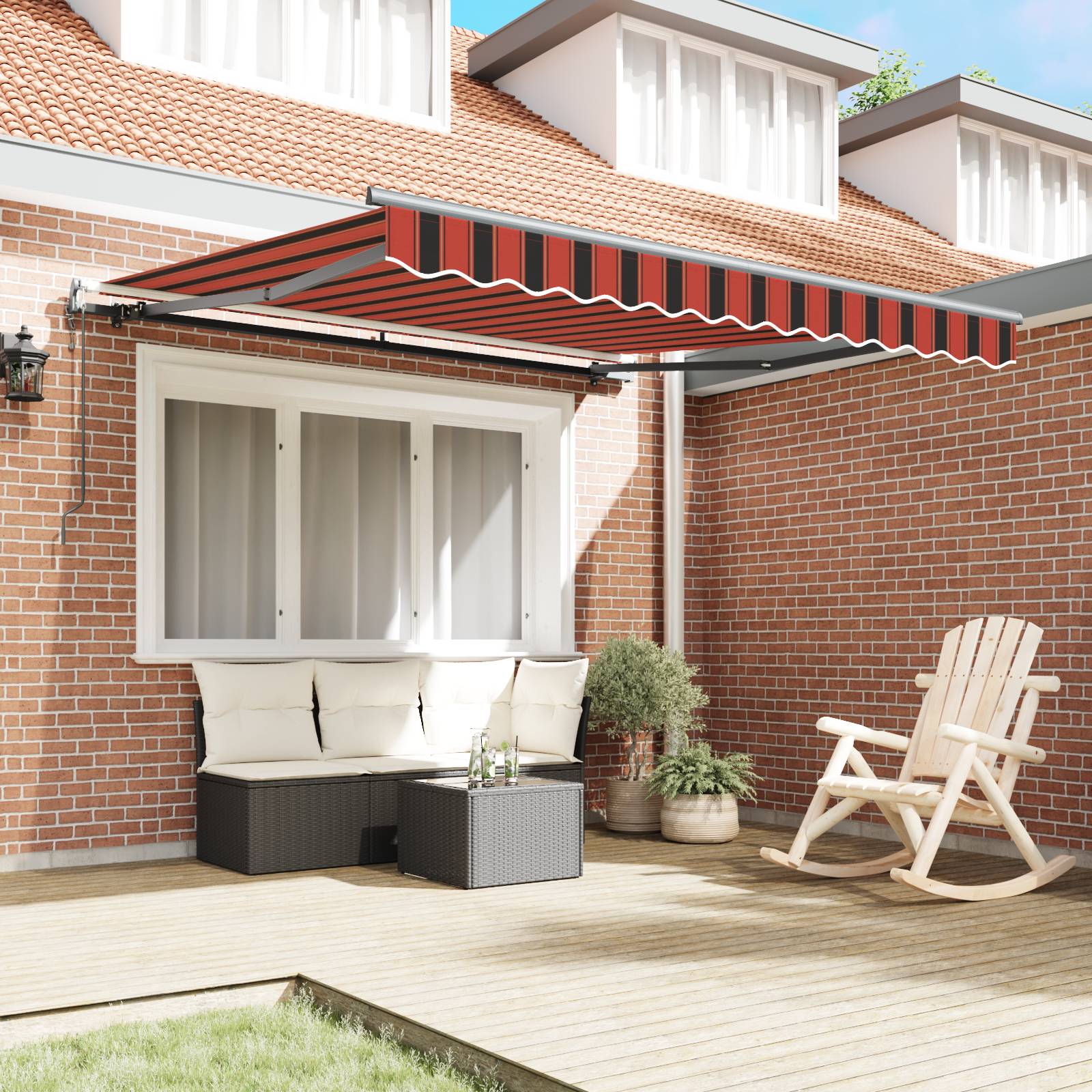 vidaXL automatische einziehbare Markise Orange und Braun 350x250 cm