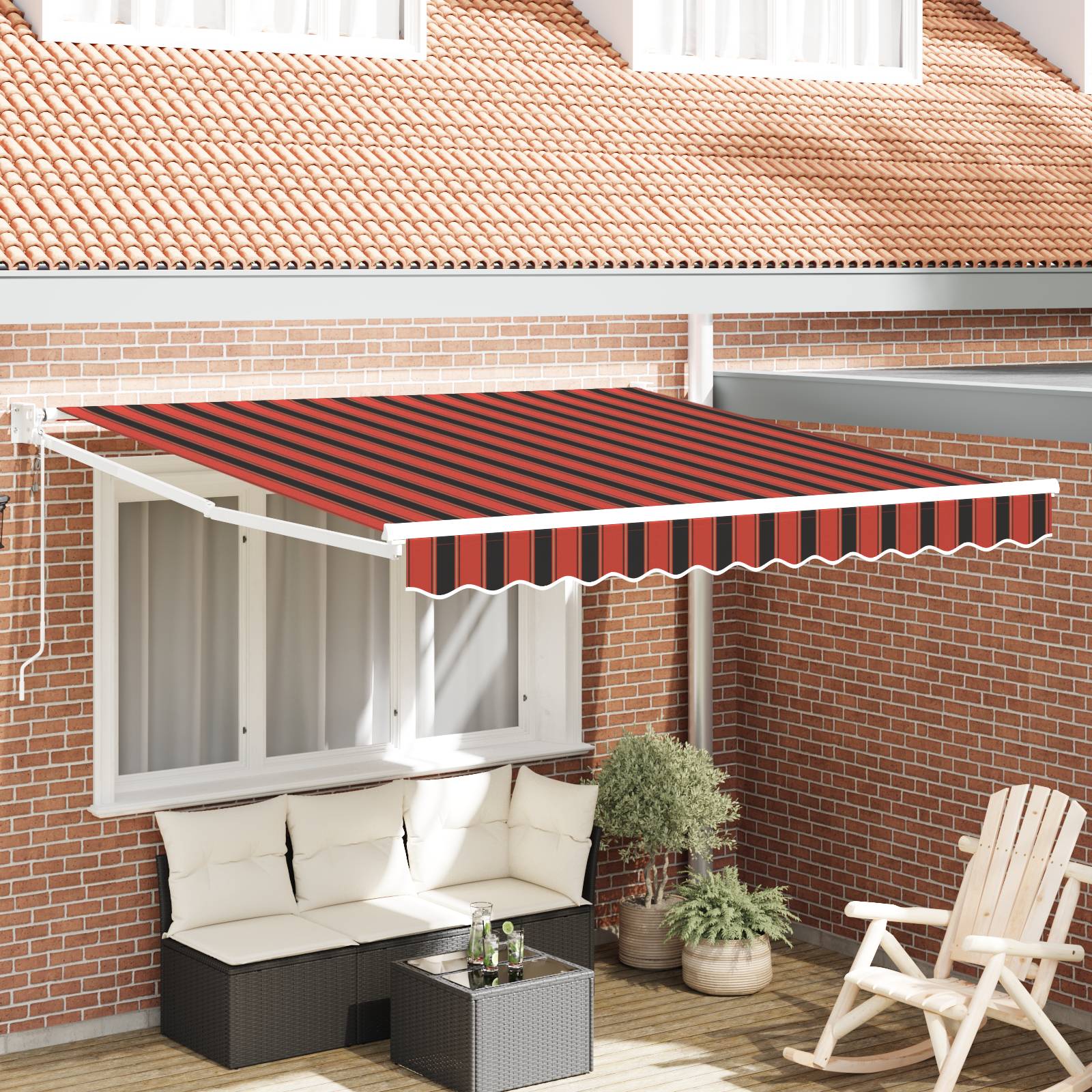 vidaXL Automatische Einziehbare Markise Orange und Braun 350x250 cm