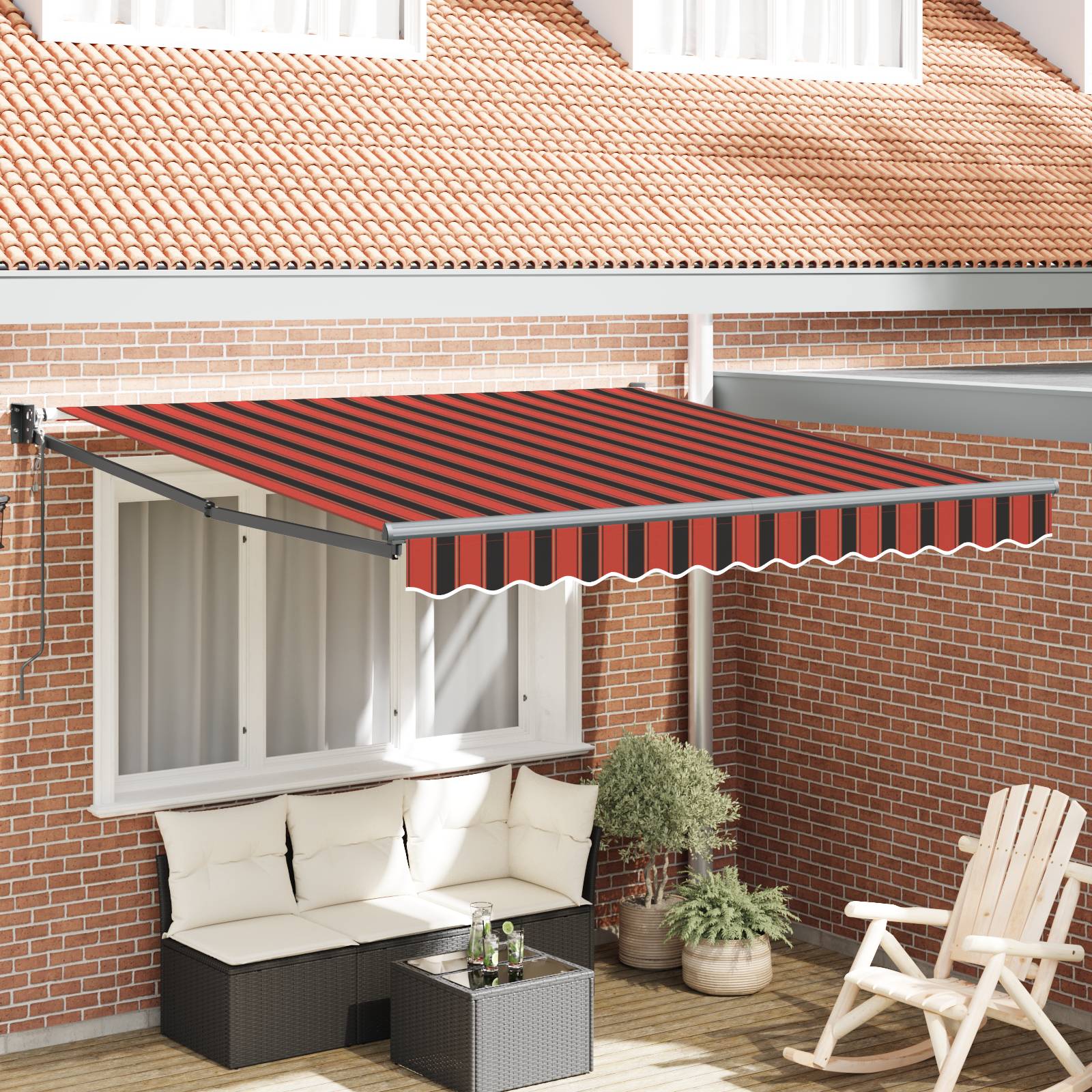 vidaXL Automatische Einziehbare Markise Orange und Braun 350x250 cm