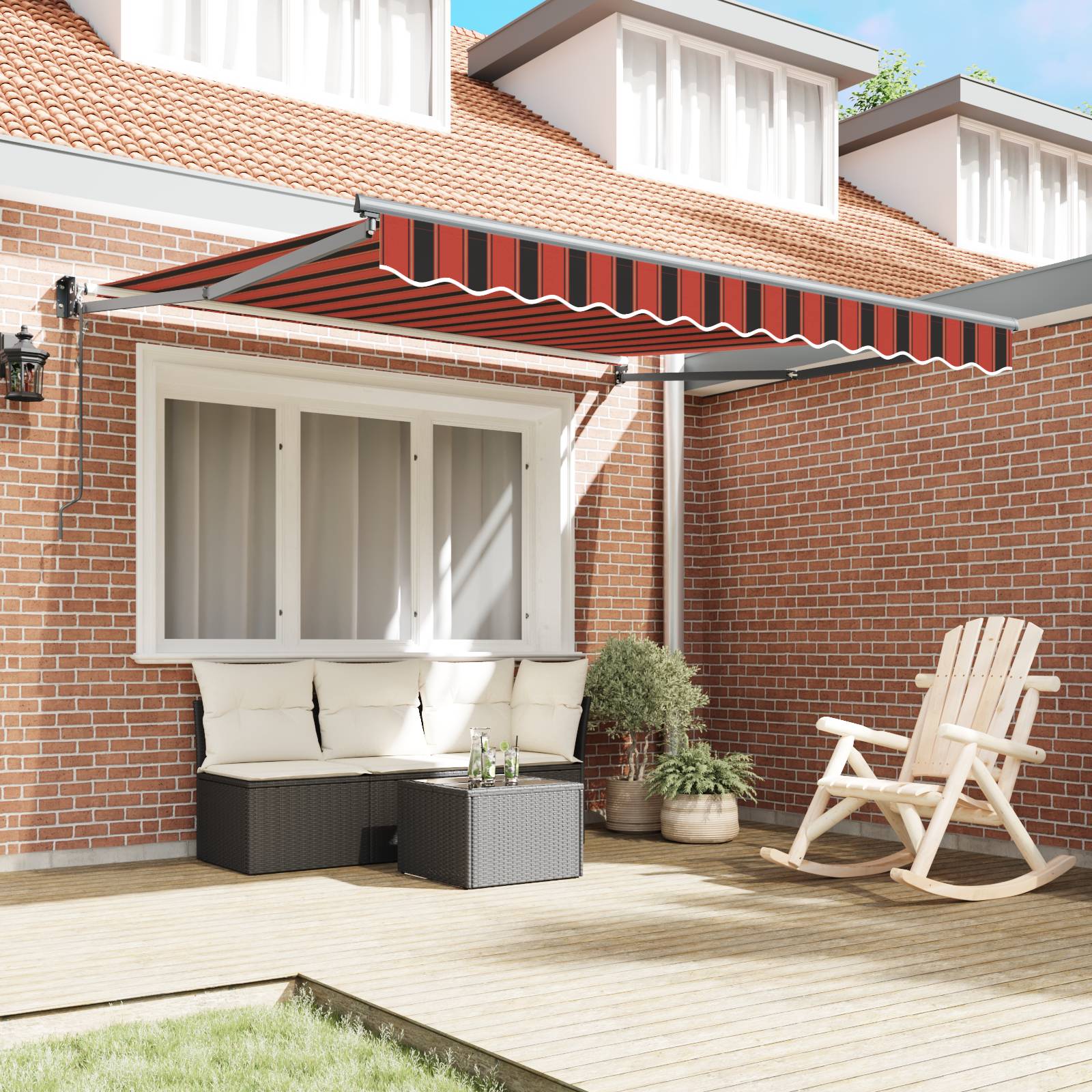 vidaXL Automatische Einziehbare Markise Orange und Braun 300x250 cm